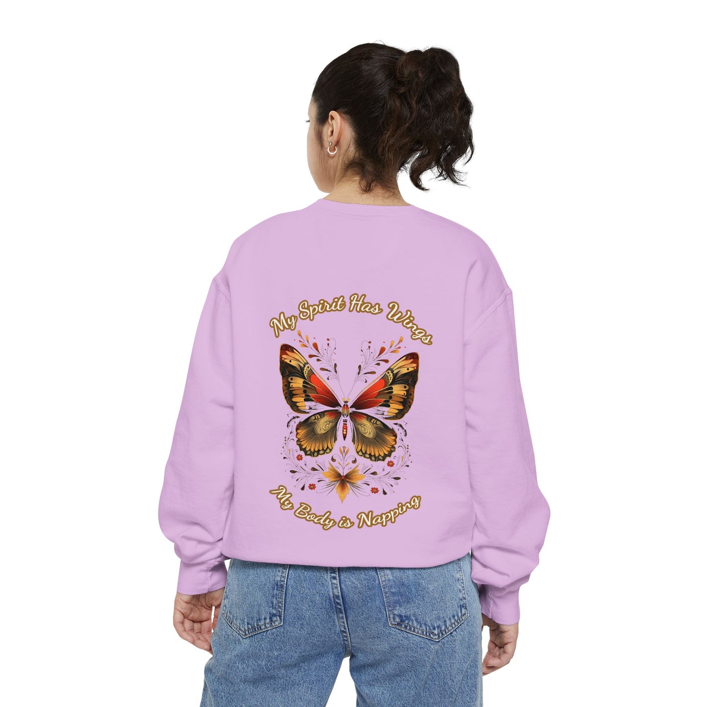 Butterfly Design Unisex Garment-Dyed Sweatshirt - Butterfly Sweatshirt