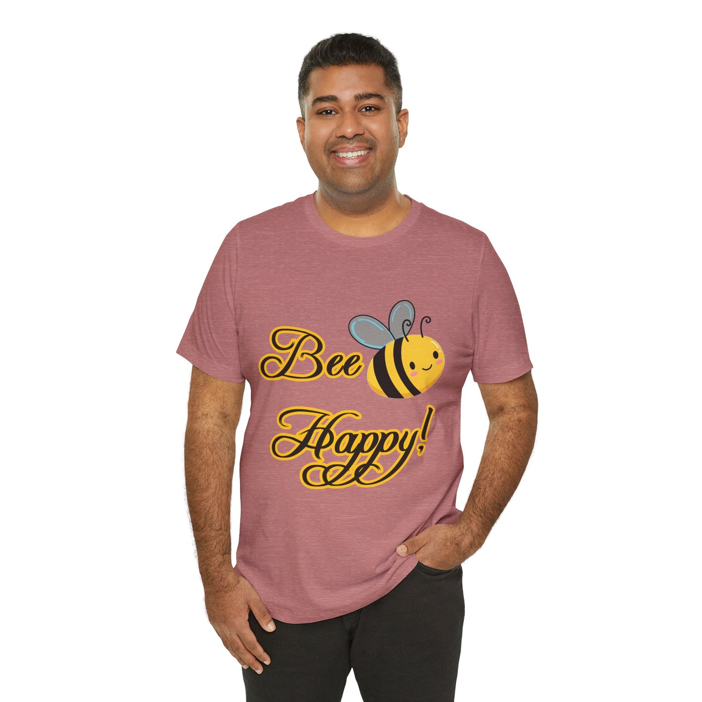 Bee Happy Unisex Jersey Tee - Cheerful Graphic T-Shirt for Positive Vibes