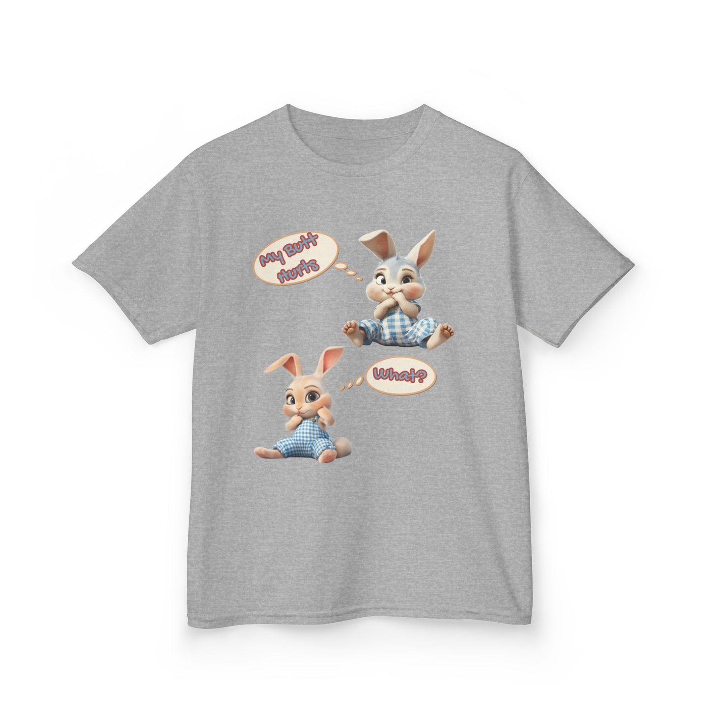 Cute Bunny Youth Heavy Cotton Tee - "My Butt Hurts" Graphic T-Shirt