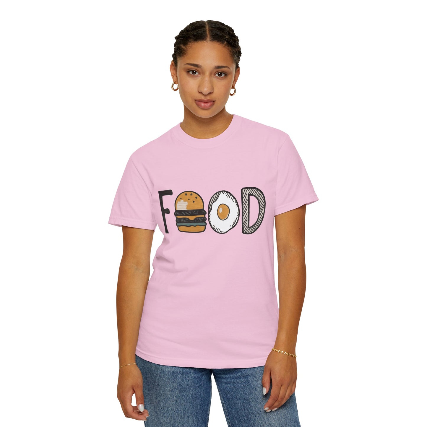 Food Unisex Garment-Dyed T-Shirt | Fun Burger & Egg Graphic