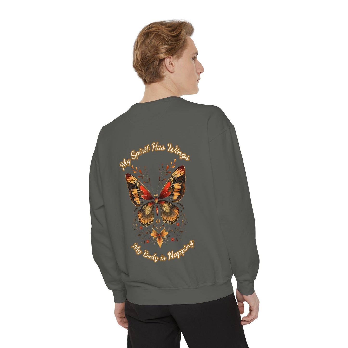 Butterfly Design Unisex Garment-Dyed Sweatshirt - Butterfly Sweatshirt
