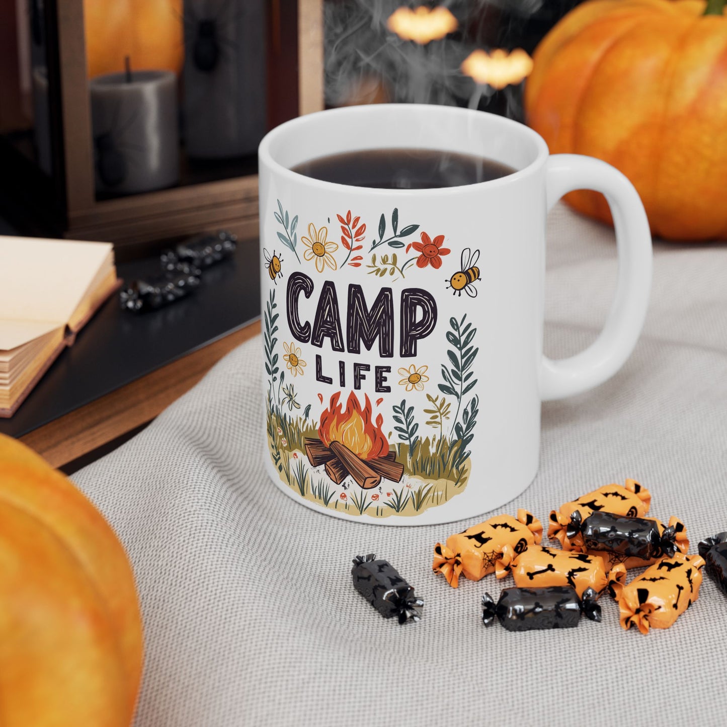 Camp Life Ceramic Mug - Nature-Inspired Coffee Cup for Outdoor Enthusiasts
