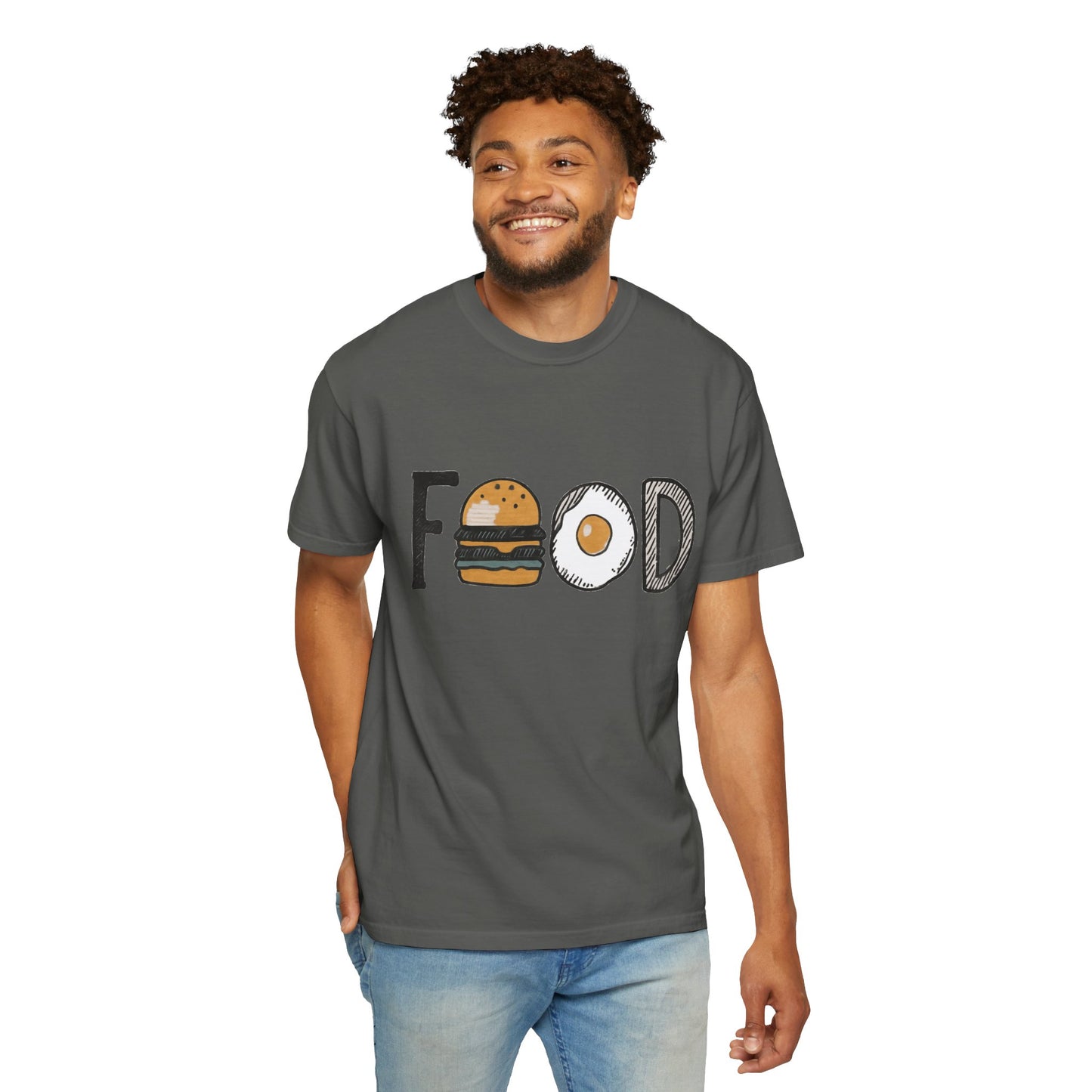 Food Unisex Garment-Dyed T-Shirt | Fun Burger & Egg Graphic