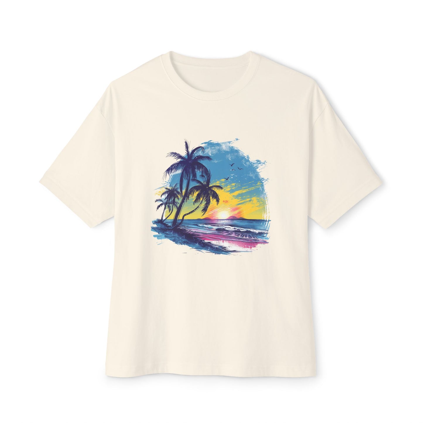 Sunset Beach Vibes Unisex Oversized Boxy Tee
