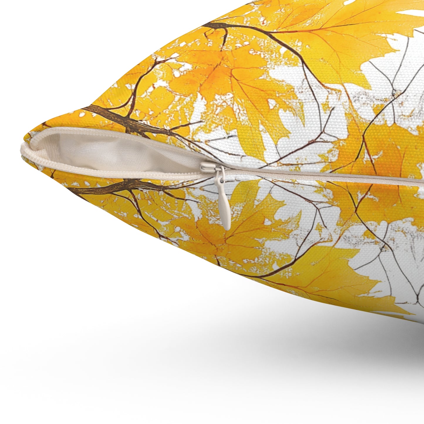 Square Cushion with Yellow Leaves design
