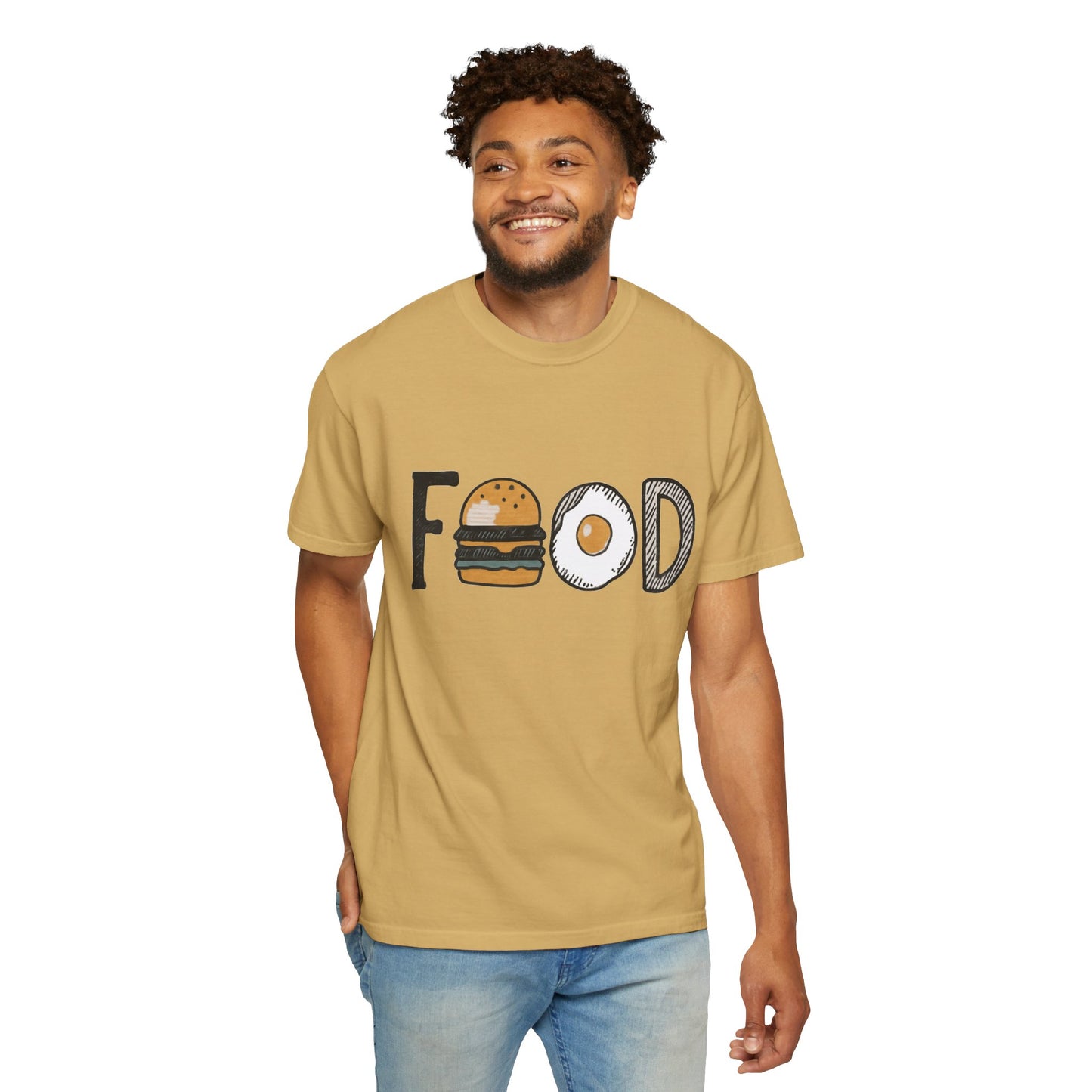 Food Unisex Garment-Dyed T-Shirt | Fun Burger & Egg Graphic