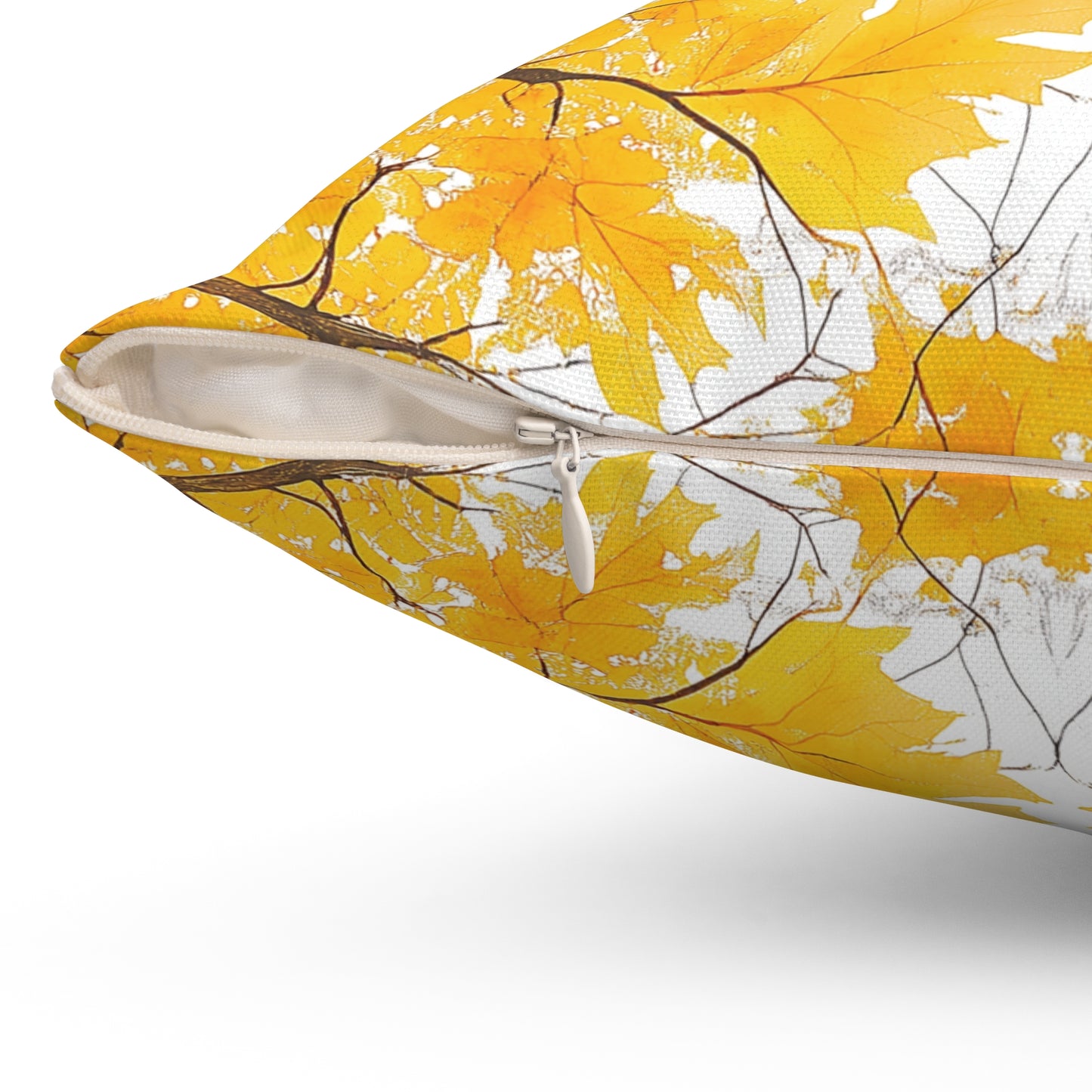 Square Cushion with Yellow Leaves design