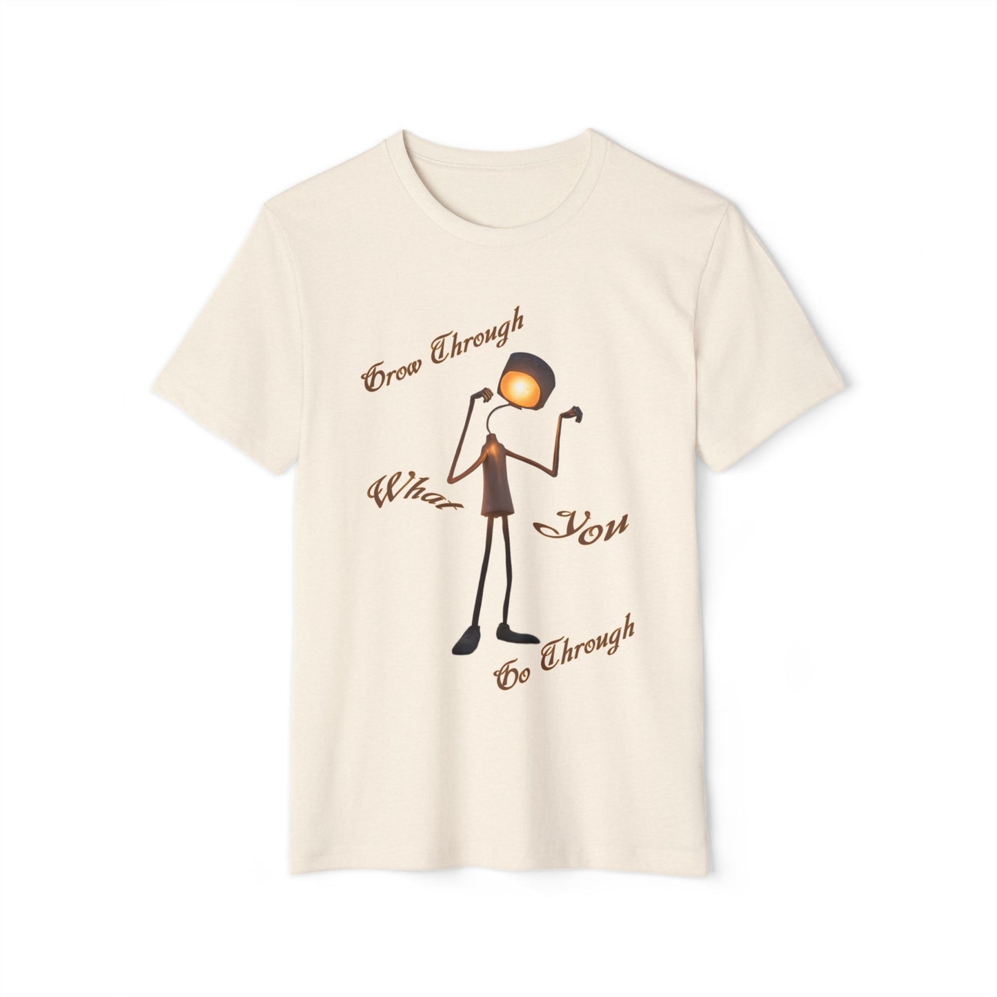 Victory Lamp Unisex Recycled Organic T-Shirt - Eco-Friendly Tee - Grow Through What You Go Through text design