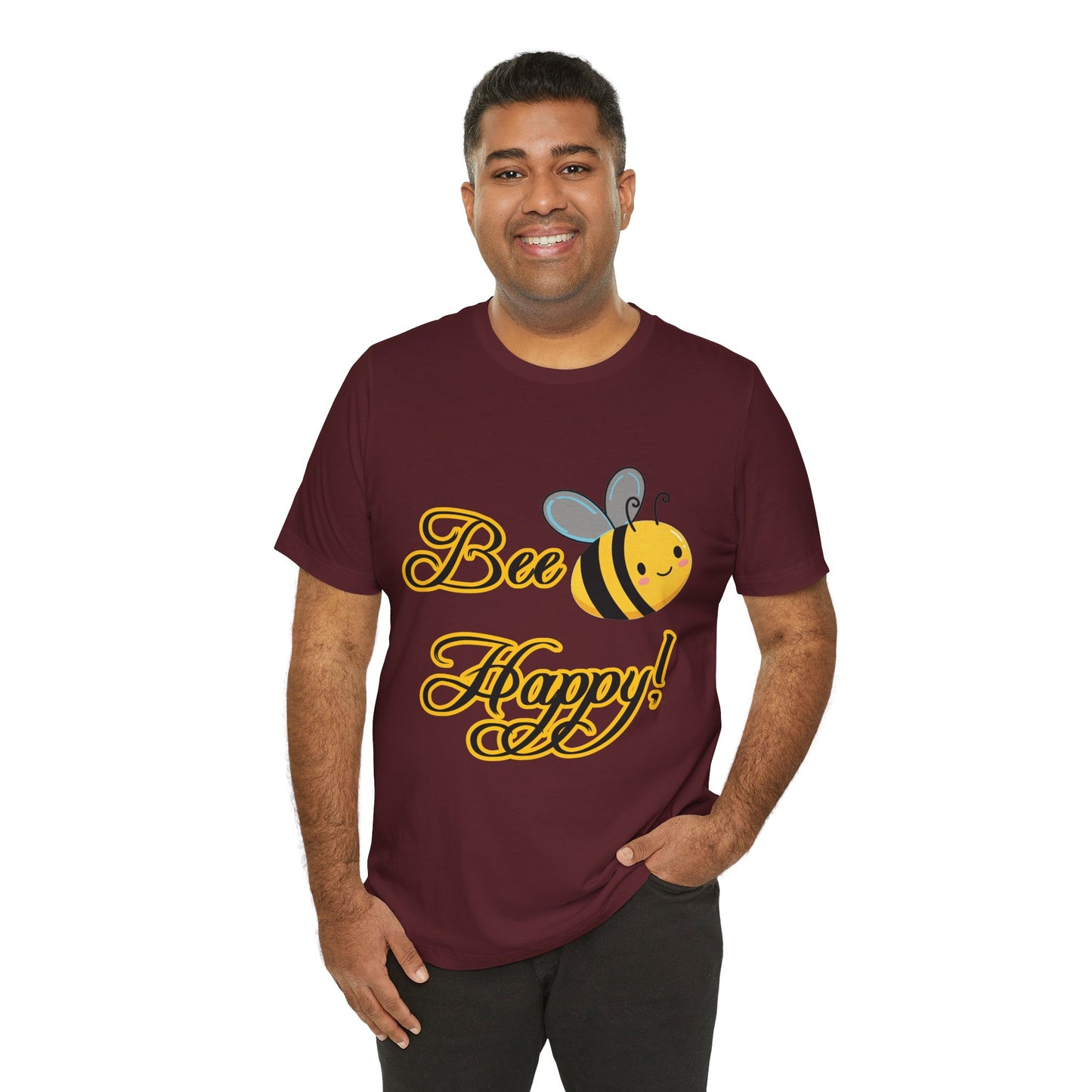 Bee Happy Unisex Jersey Tee - Cheerful Graphic T-Shirt for Positive Vibes