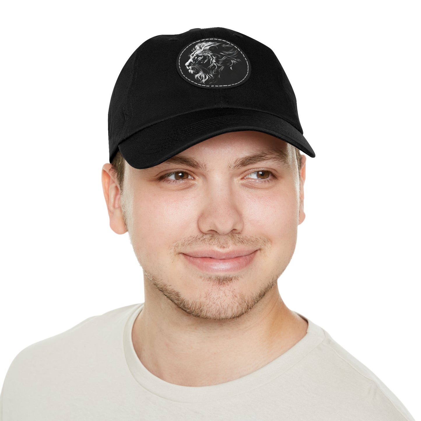 Dad Hat with Leather Patch and Lion Design – Stylish Casual Hat for Animal Lovers