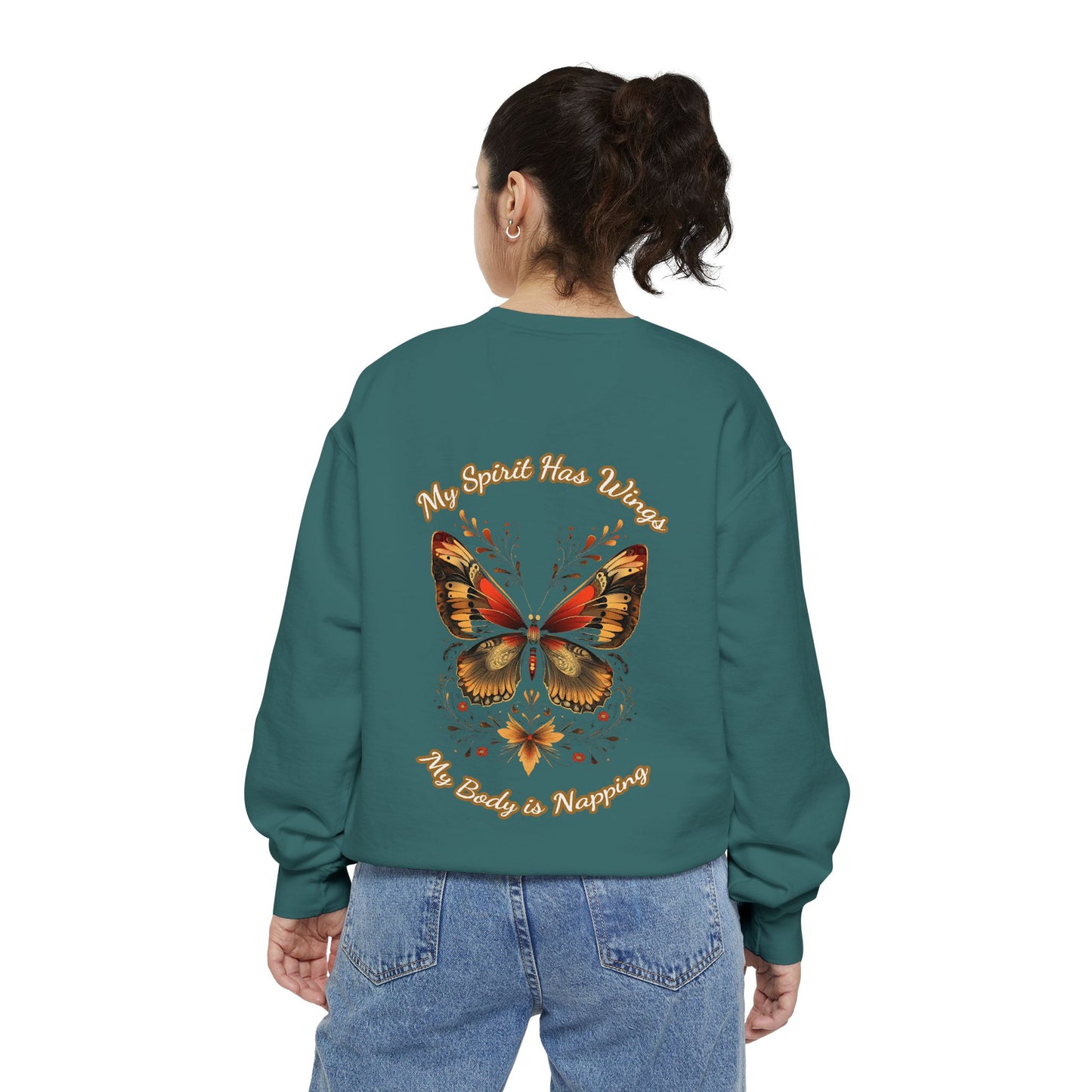 Butterfly Design Unisex Garment-Dyed Sweatshirt - Butterfly Sweatshirt