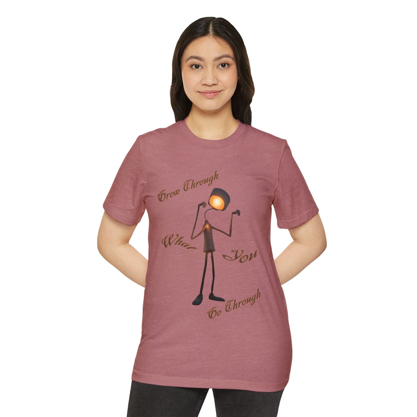 Victory Lamp Unisex Recycled Organic T-Shirt - Eco-Friendly Tee - Grow Through What You Go Through text design