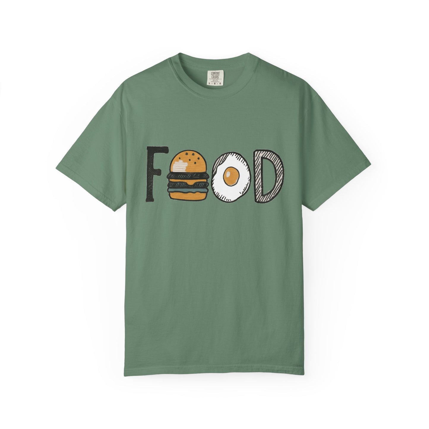 Food Unisex Garment-Dyed T-Shirt | Fun Burger & Egg Graphic