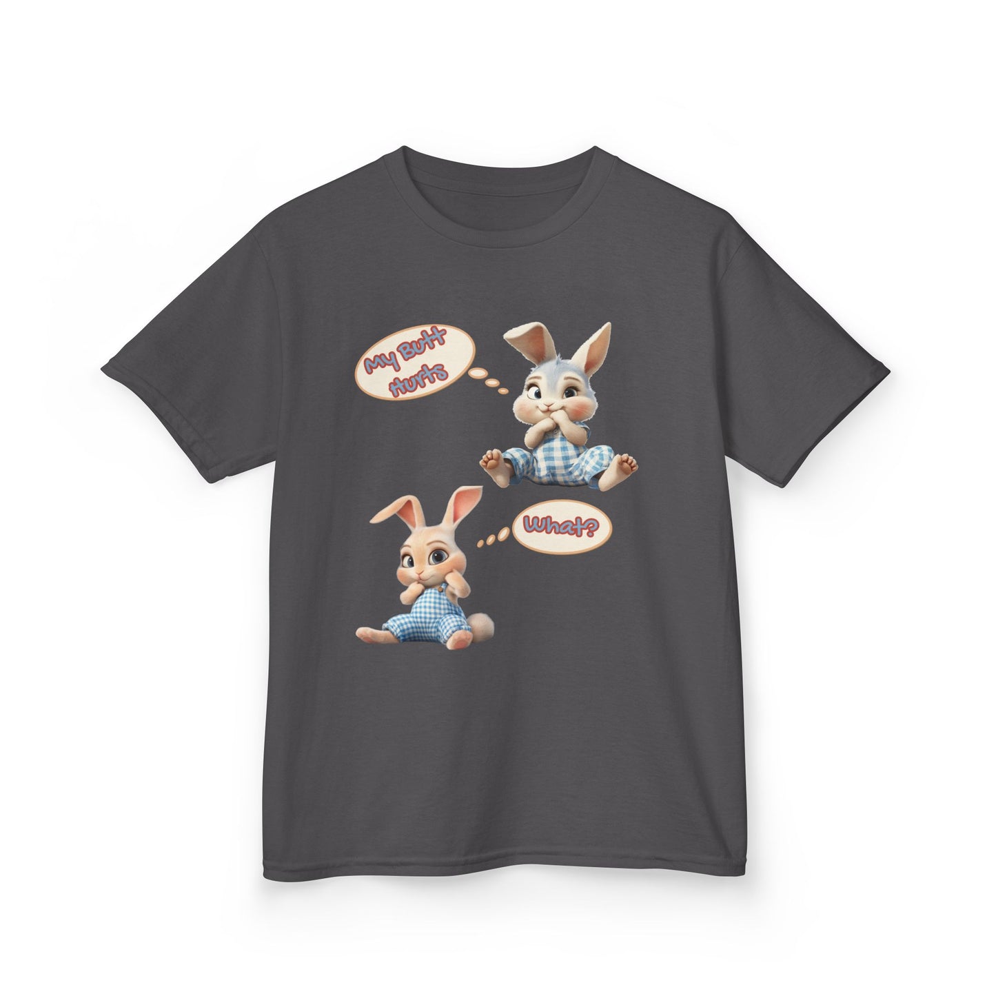 Cute Bunny Youth Heavy Cotton Tee - "My Butt Hurts" Graphic T-Shirt