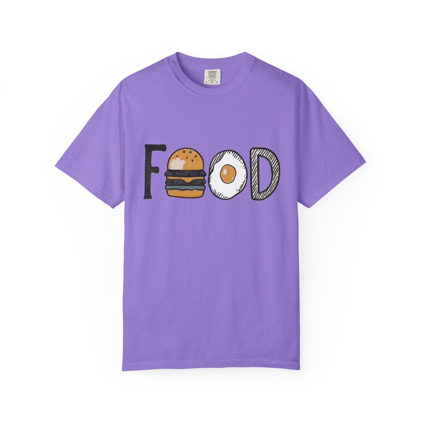 Food Unisex Garment-Dyed T-Shirt | Fun Burger & Egg Graphic