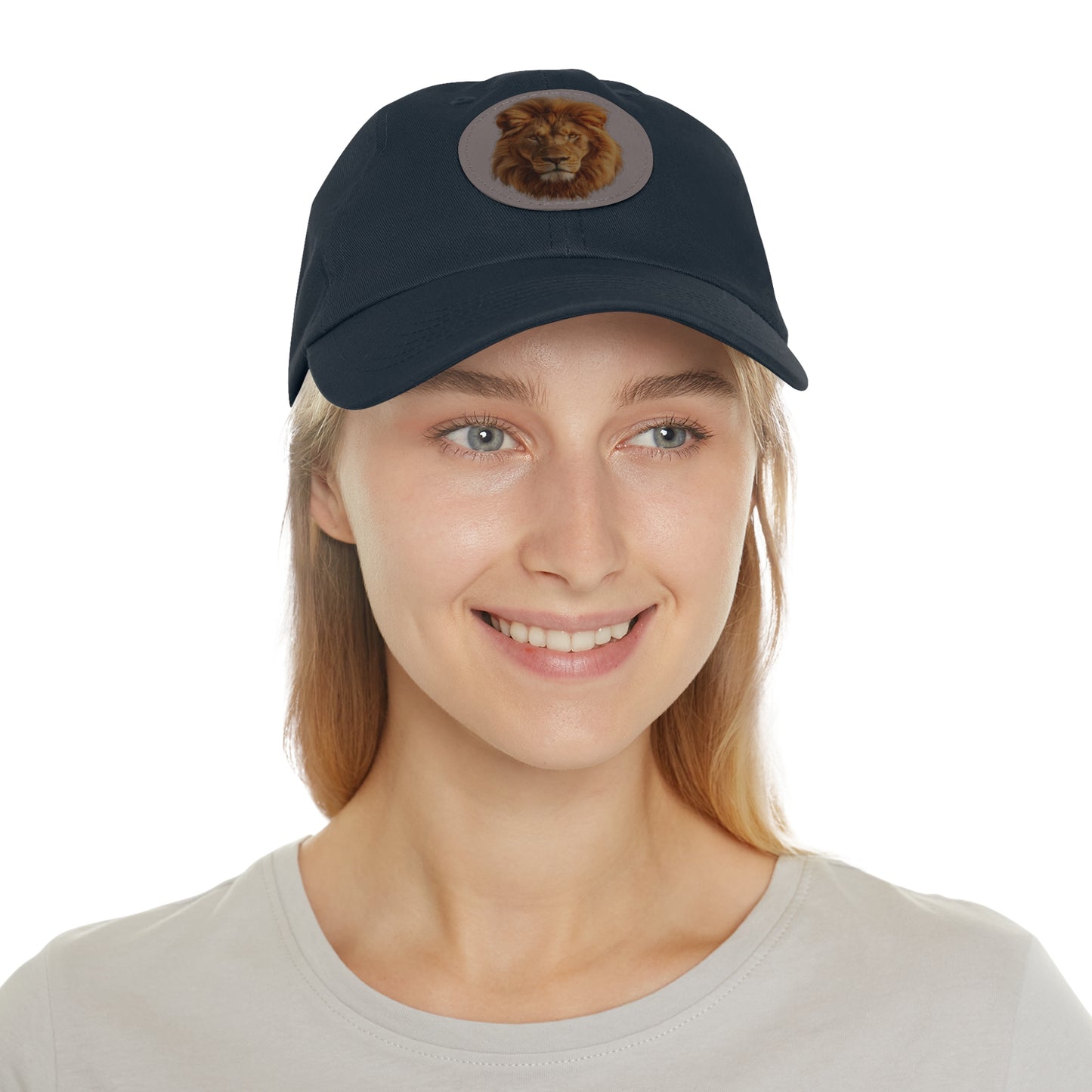Lion Design Dad Hat with Leather Patch – Stylish Casual Hat for Animal Lovers