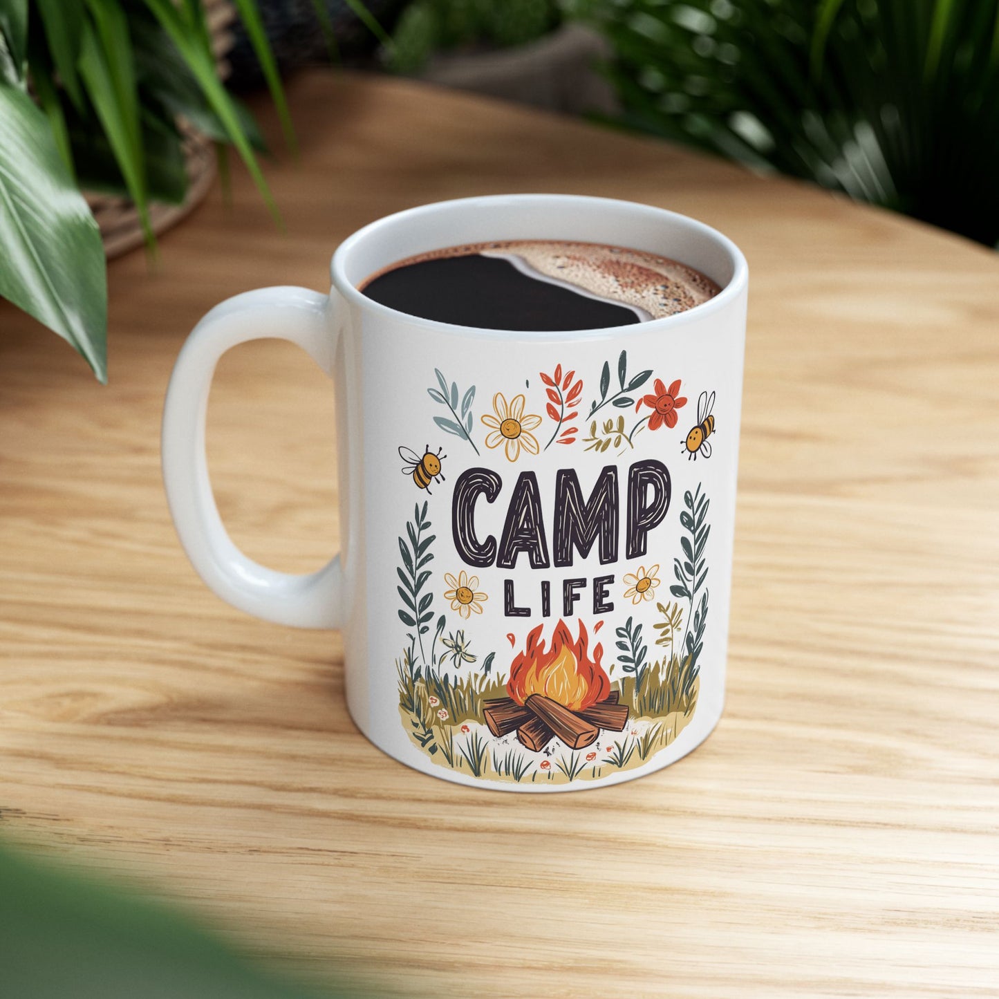 Camp Life Ceramic Mug - Nature-Inspired Coffee Cup for Outdoor Enthusiasts