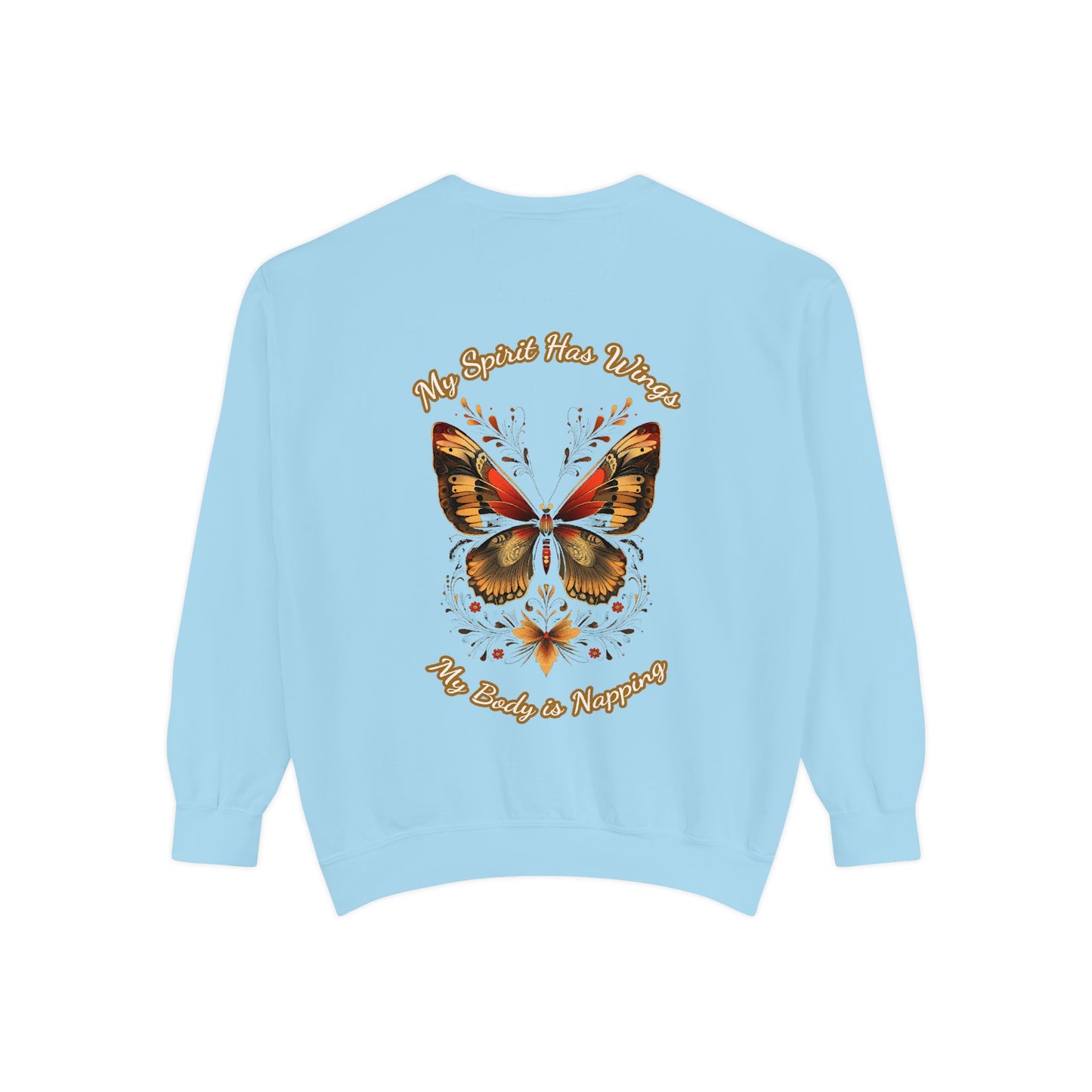 Butterfly Design Unisex Garment-Dyed Sweatshirt - Butterfly Sweatshirt