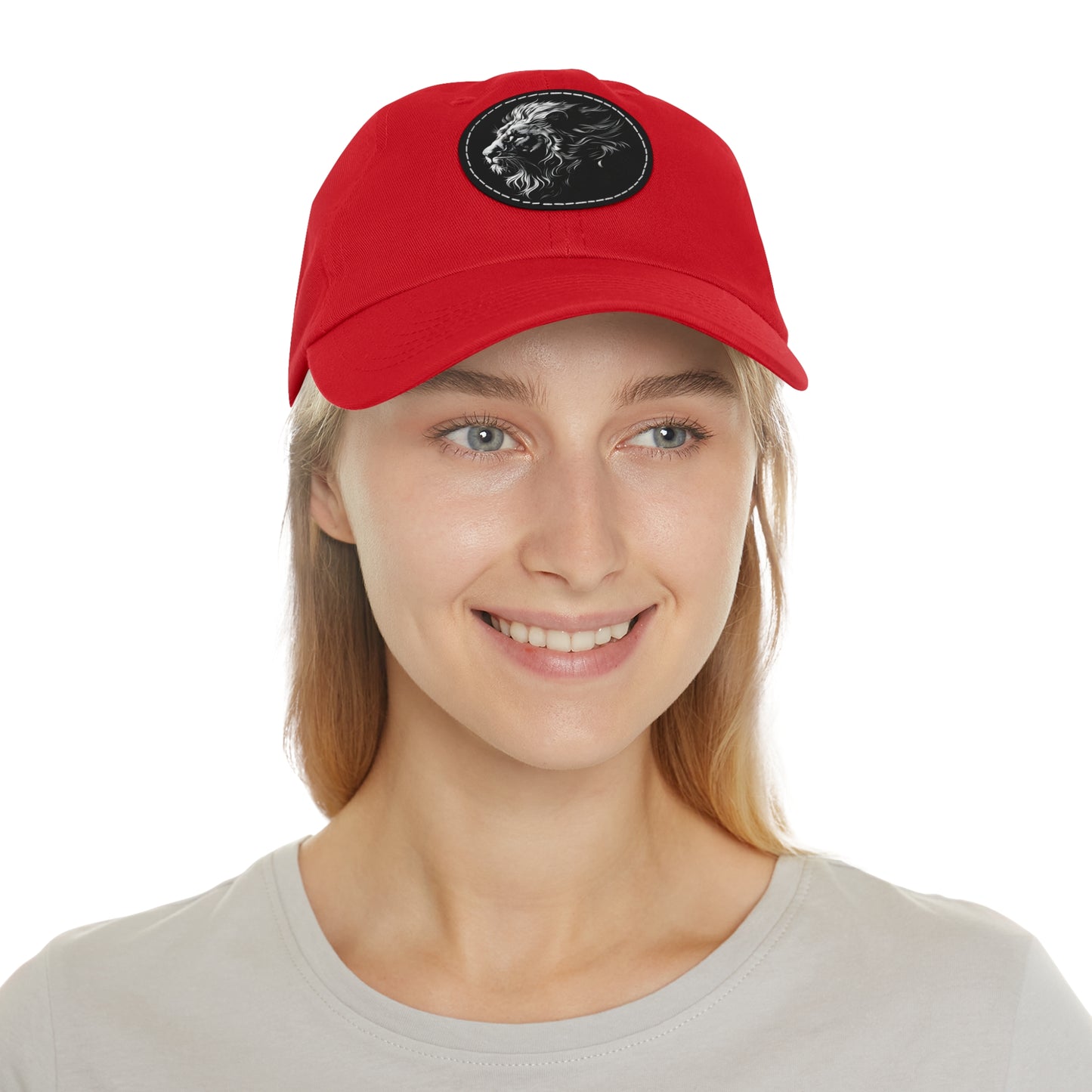 Dad Hat with Leather Patch and Lion Design – Stylish Casual Hat for Animal Lovers