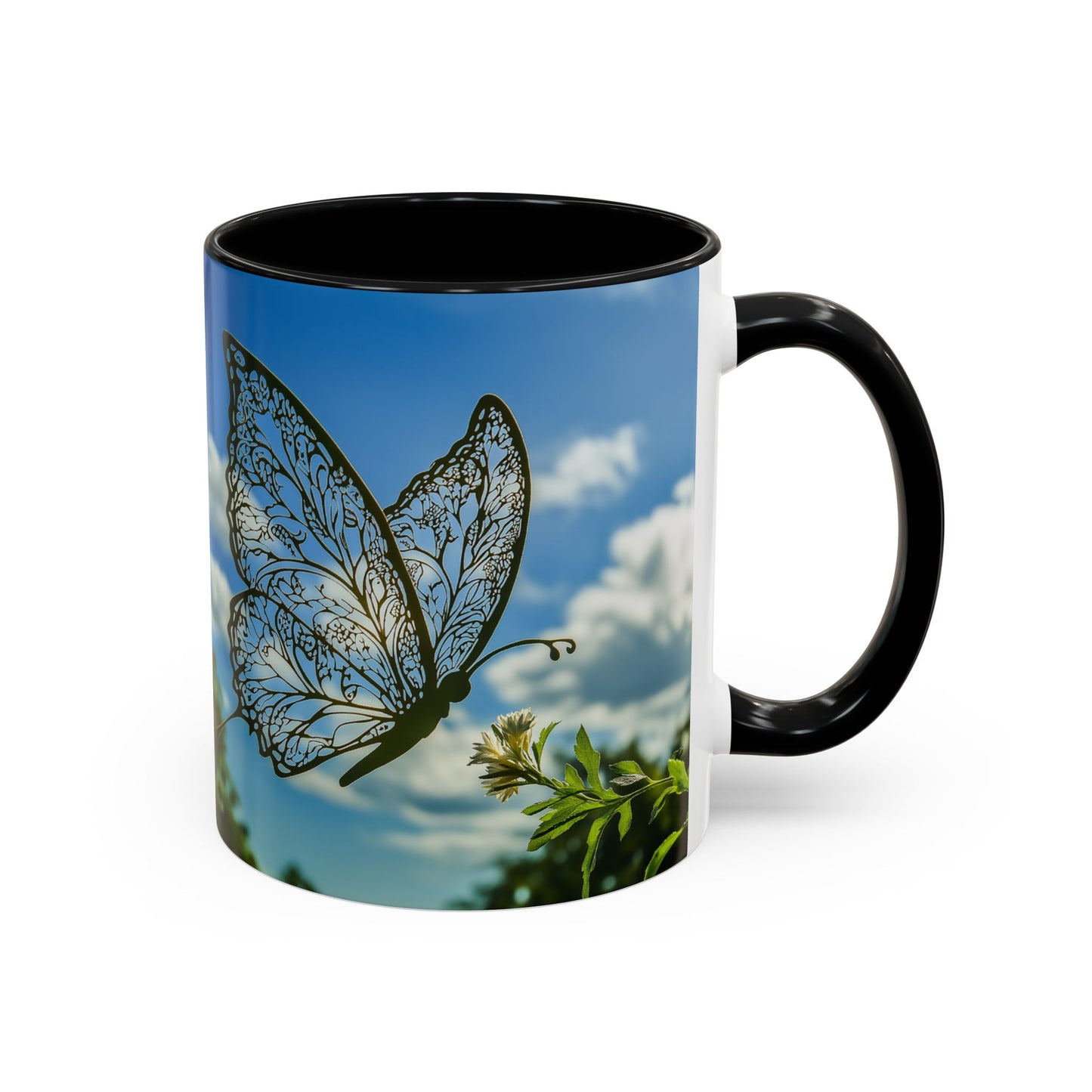 Accent Butterfly Coffee Mug, (11oz, 15oz) - Ceramic Mug