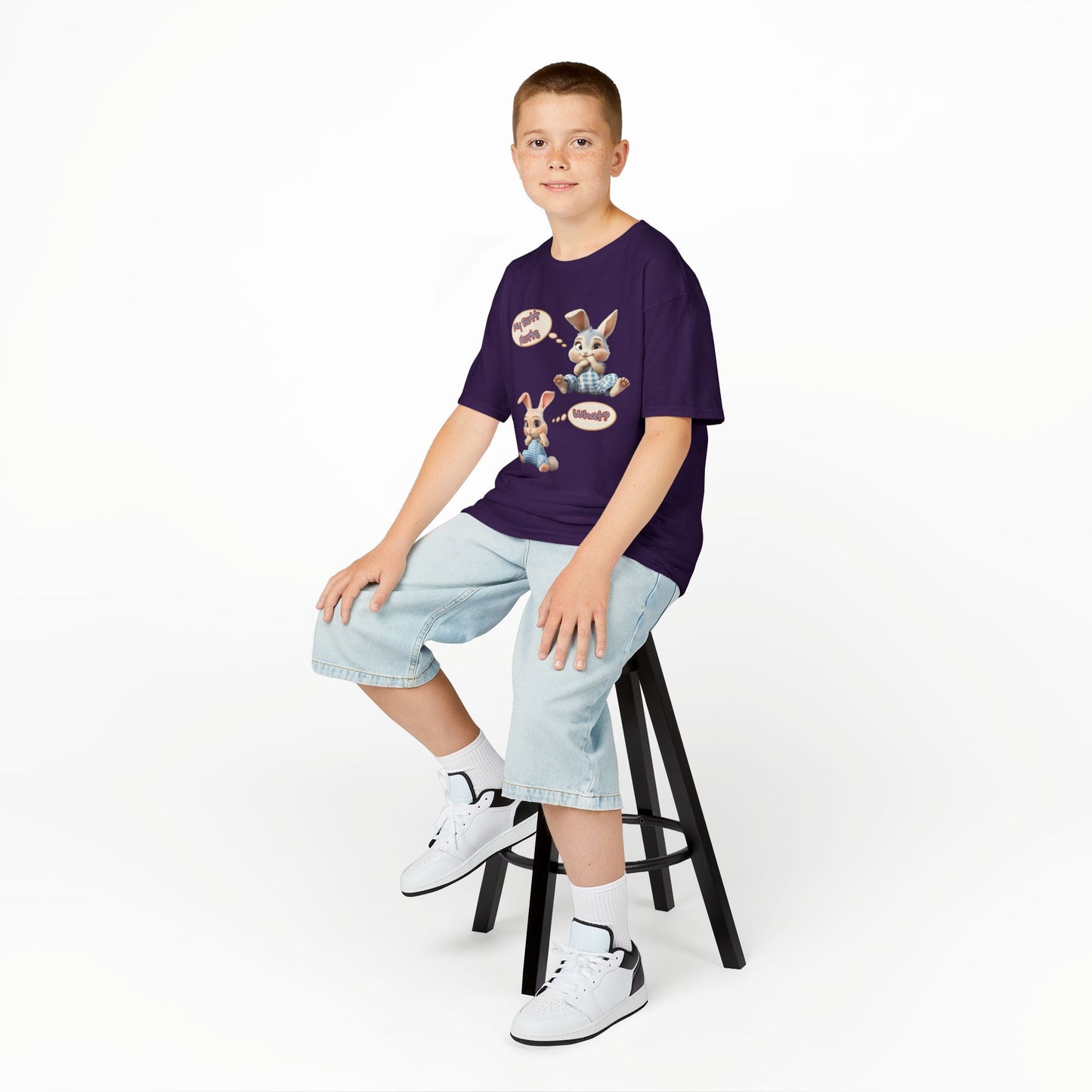 Cute Bunny Youth Heavy Cotton Tee - "My Butt Hurts" Graphic T-Shirt