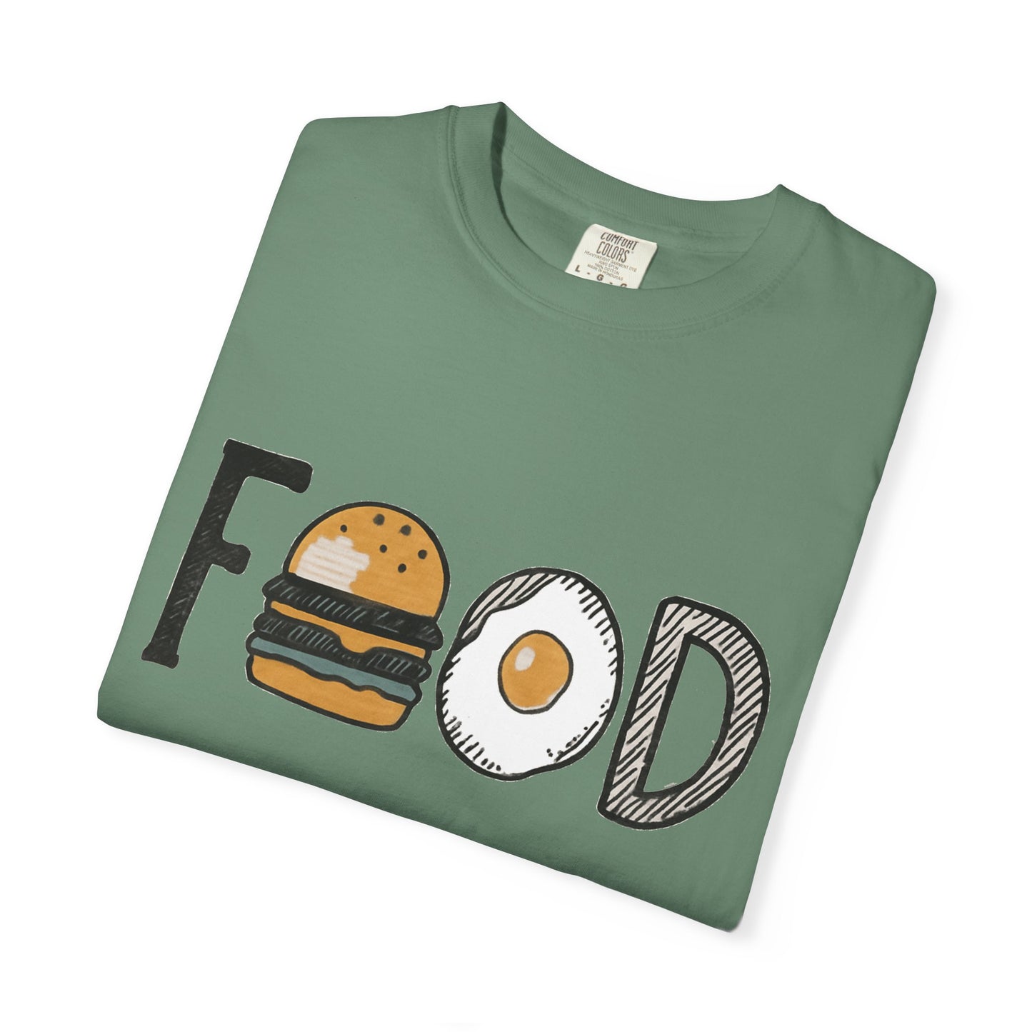 Food Unisex Garment-Dyed T-Shirt | Fun Burger & Egg Graphic