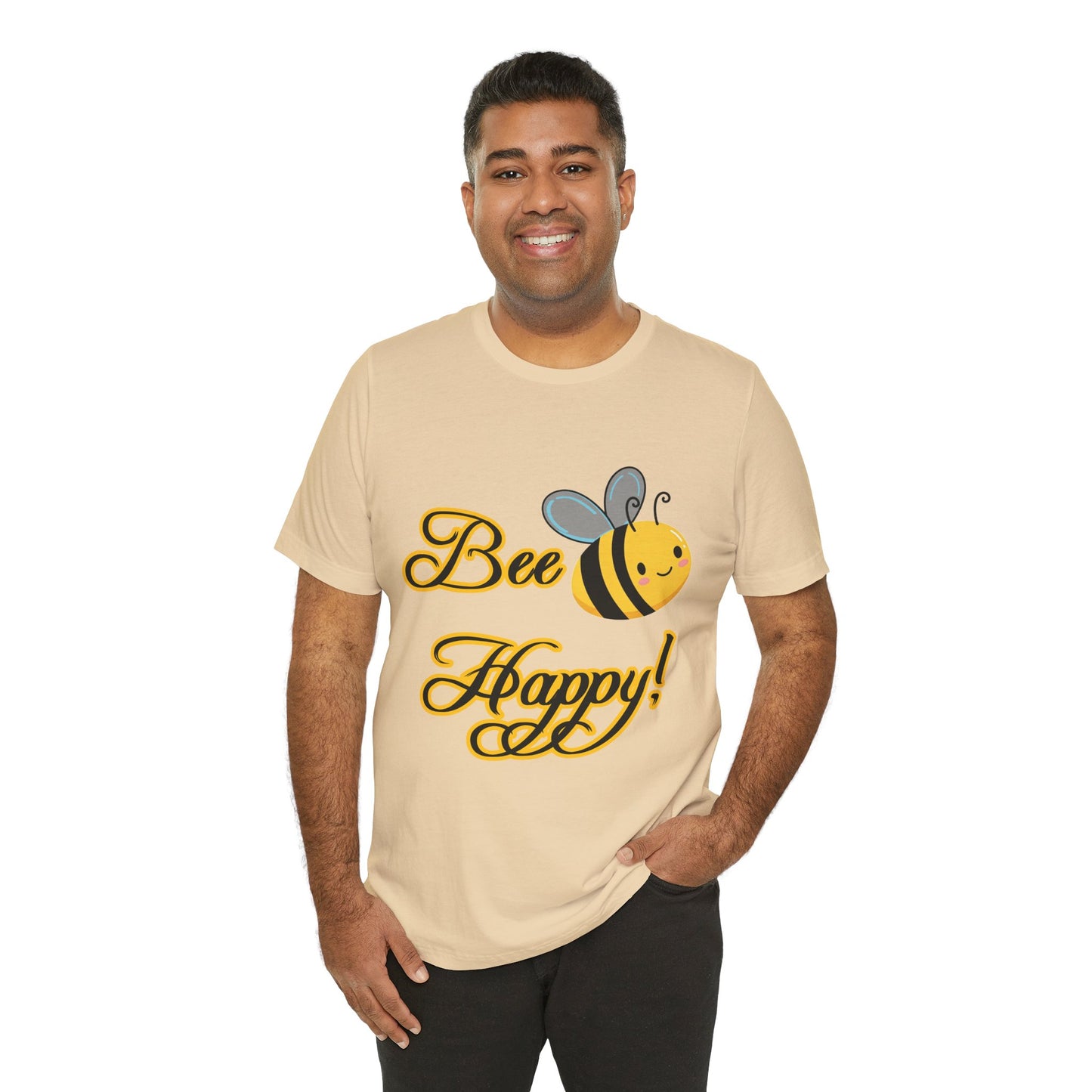 Bee Happy Unisex Jersey Tee - Cheerful Graphic T-Shirt for Positive Vibes