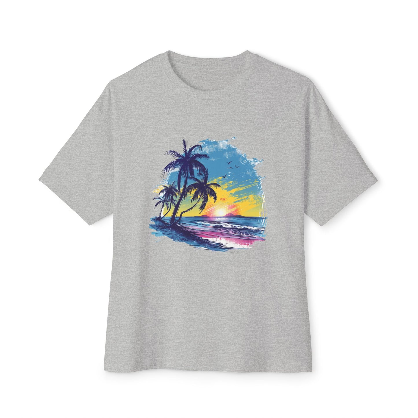 Sunset Beach Vibes Unisex Oversized Boxy Tee