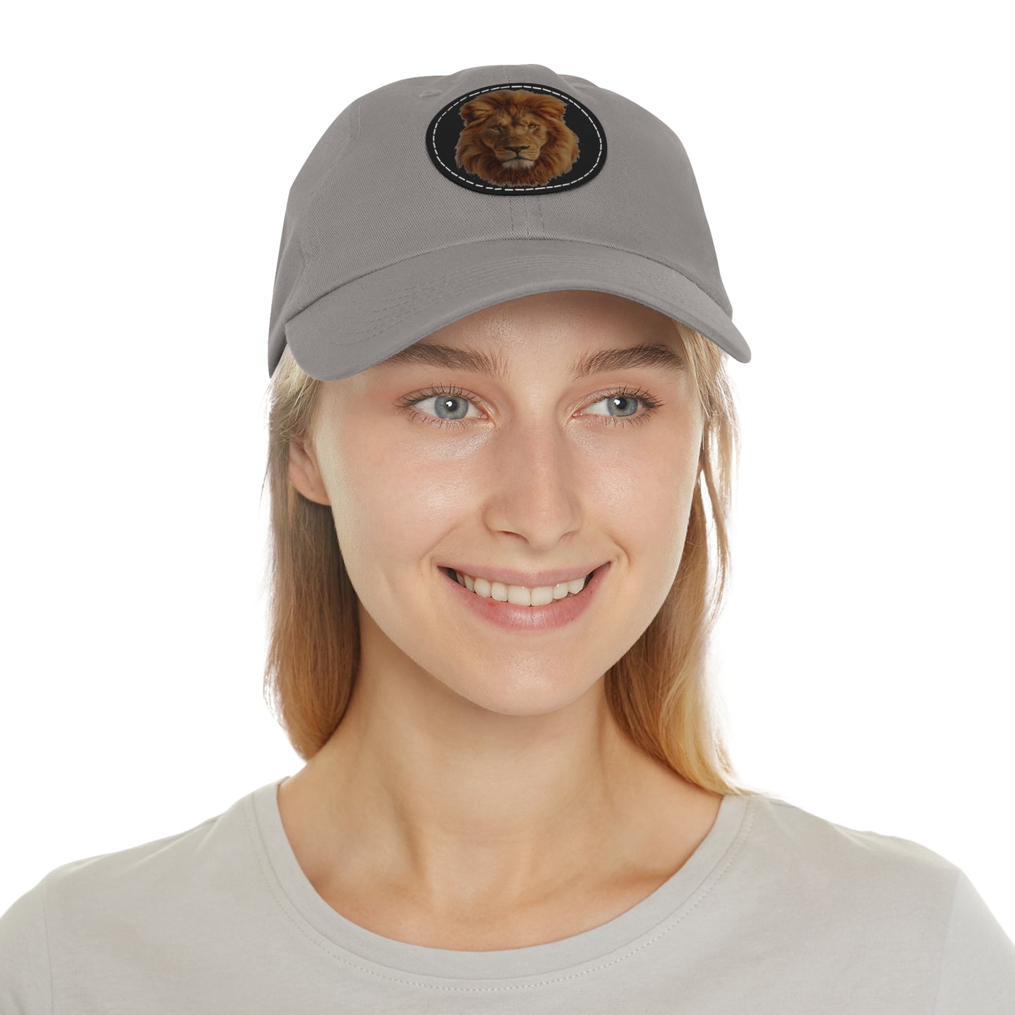 Lion Design Dad Hat with Leather Patch – Stylish Casual Hat for Animal Lovers