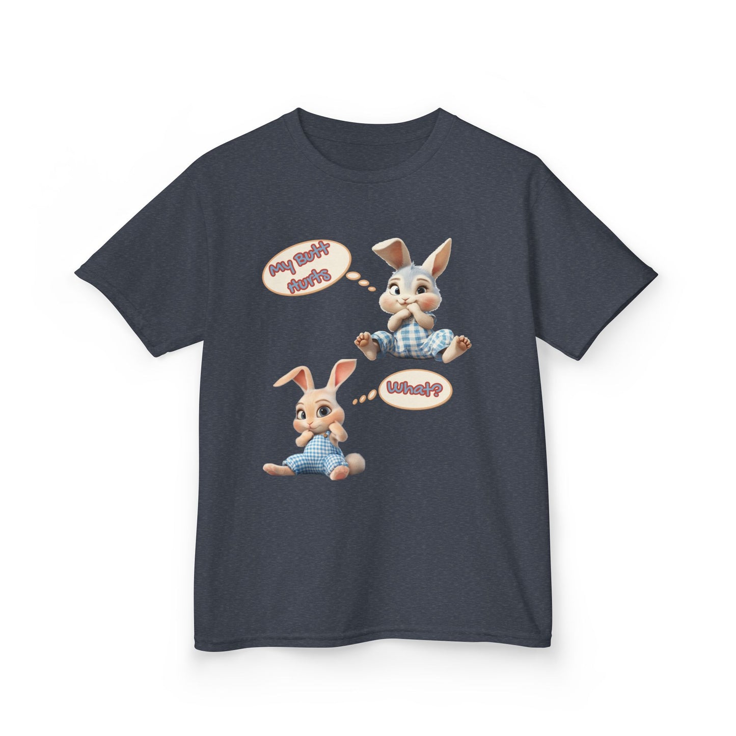 Cute Bunny Youth Heavy Cotton Tee - "My Butt Hurts" Graphic T-Shirt