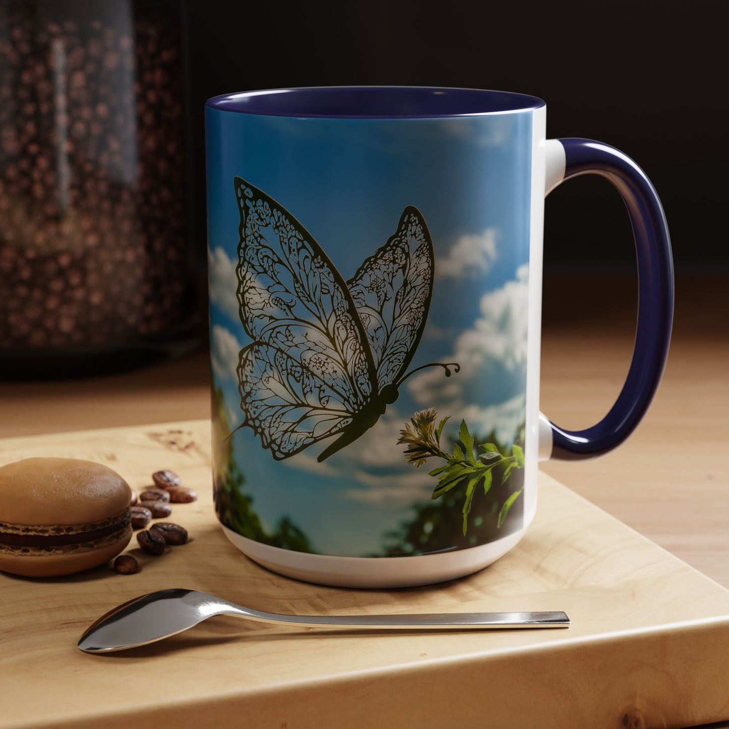 Accent Butterfly Coffee Mug, (11oz, 15oz) - Ceramic Mug
