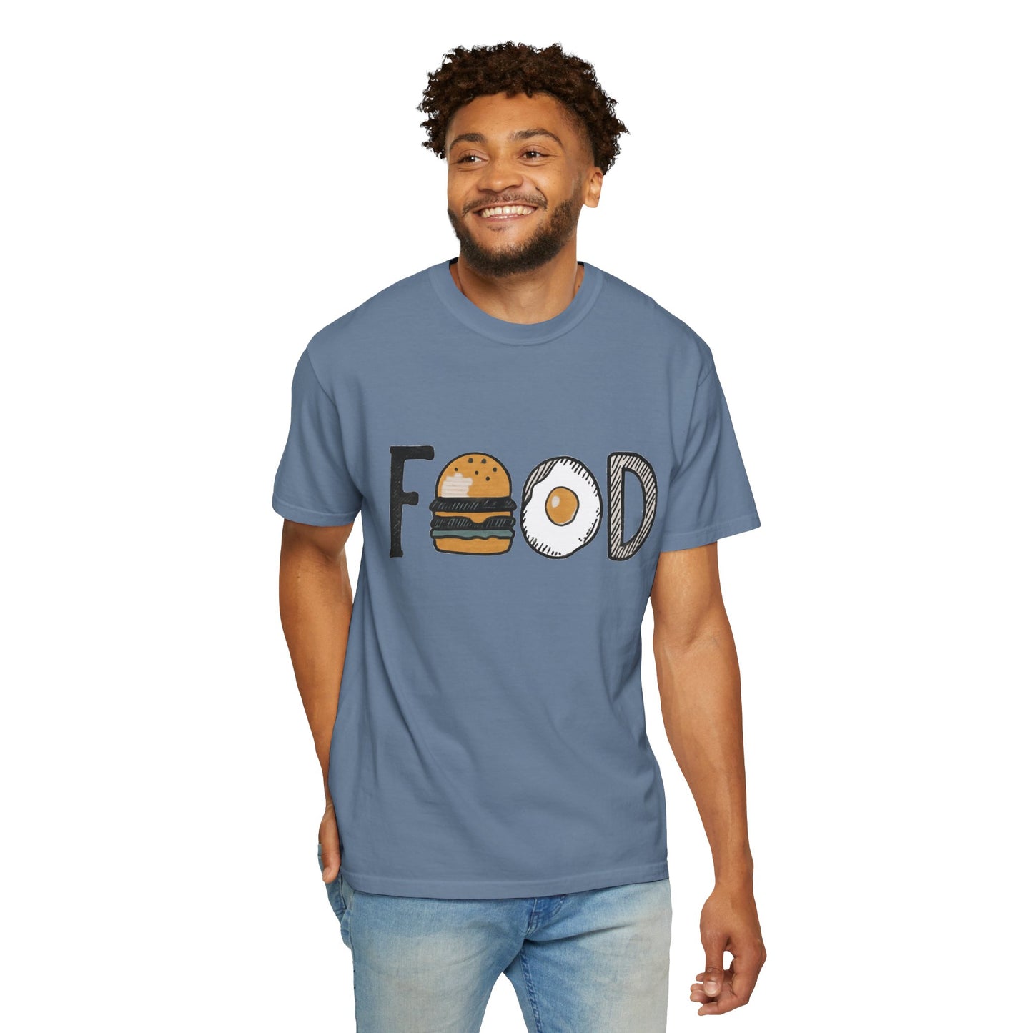 Food Unisex Garment-Dyed T-Shirt | Fun Burger & Egg Graphic