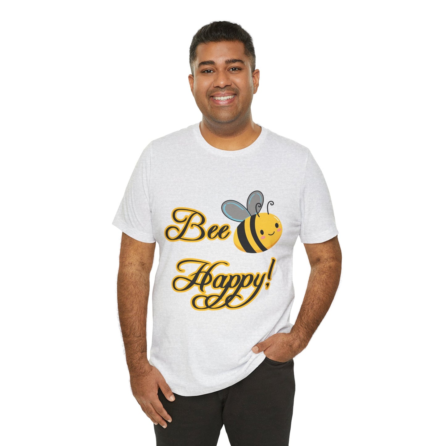 Bee Happy Unisex Jersey Tee - Cheerful Graphic T-Shirt for Positive Vibes