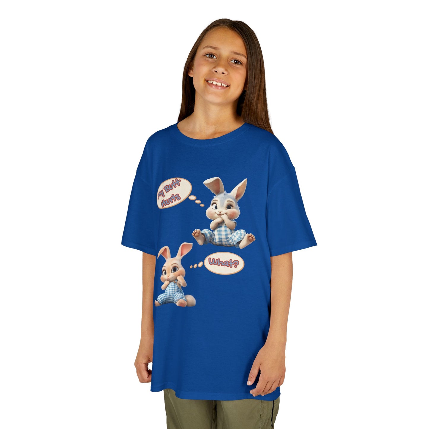 Cute Bunny Youth Heavy Cotton Tee - "My Butt Hurts" Graphic T-Shirt