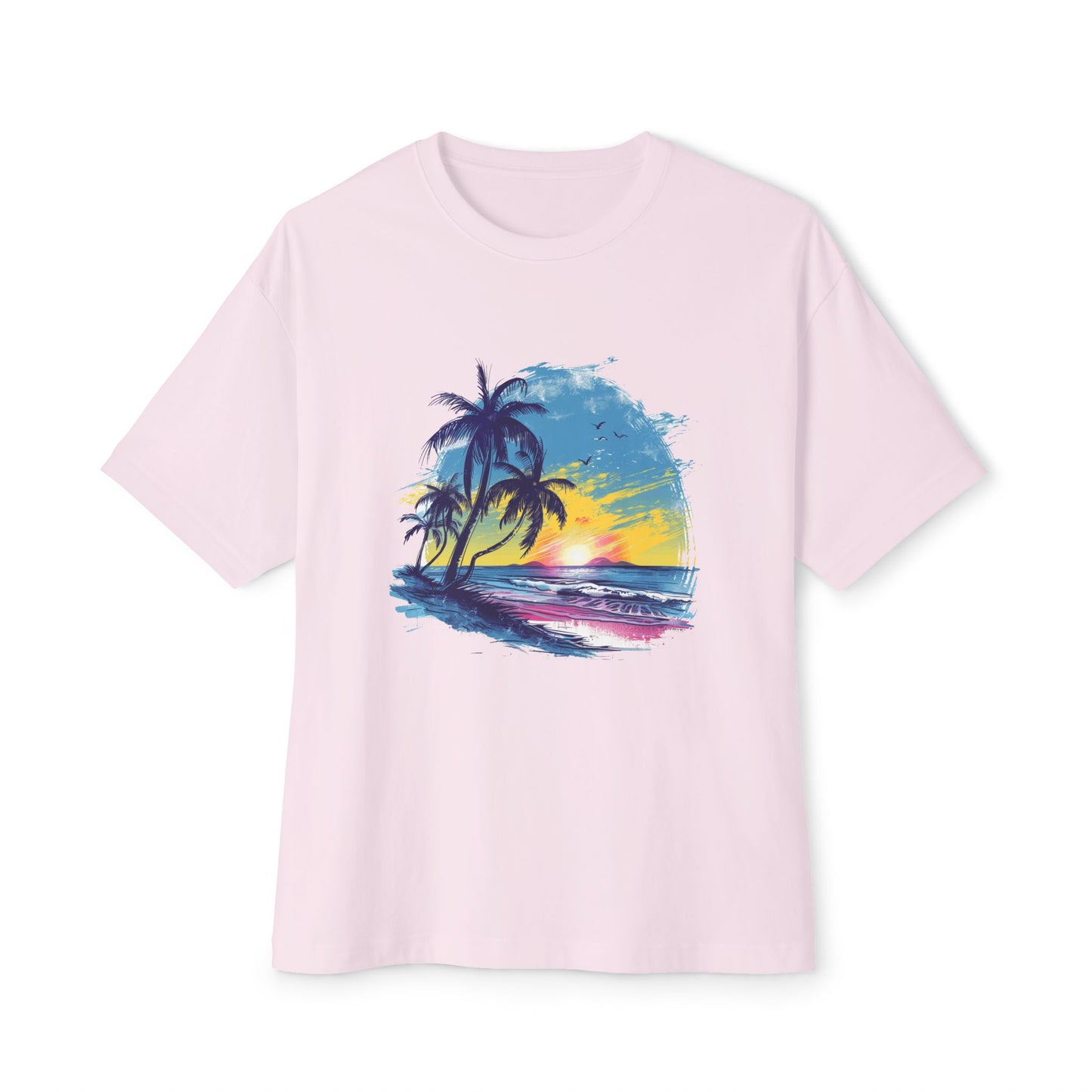 Sunset Beach Vibes Unisex Oversized Boxy Tee