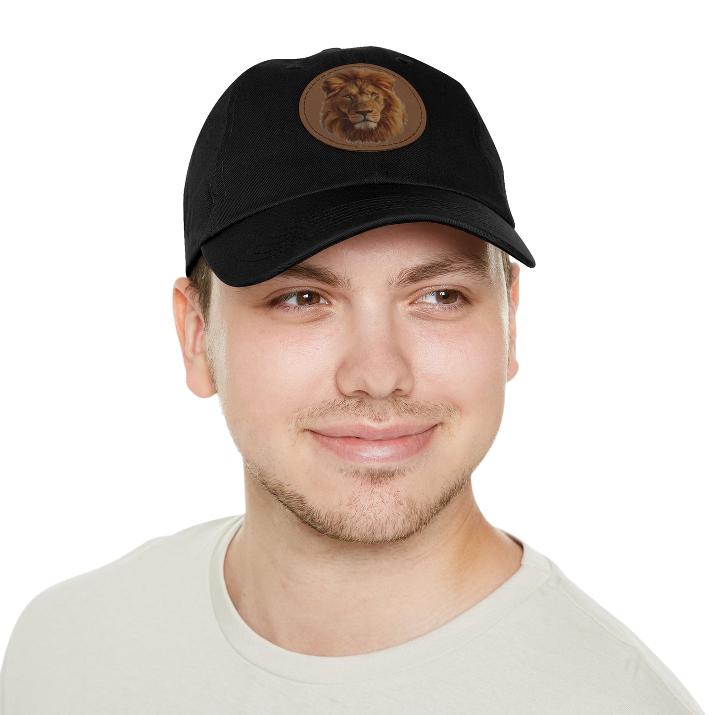 Lion Design Dad Hat with Leather Patch – Stylish Casual Hat for Animal Lovers