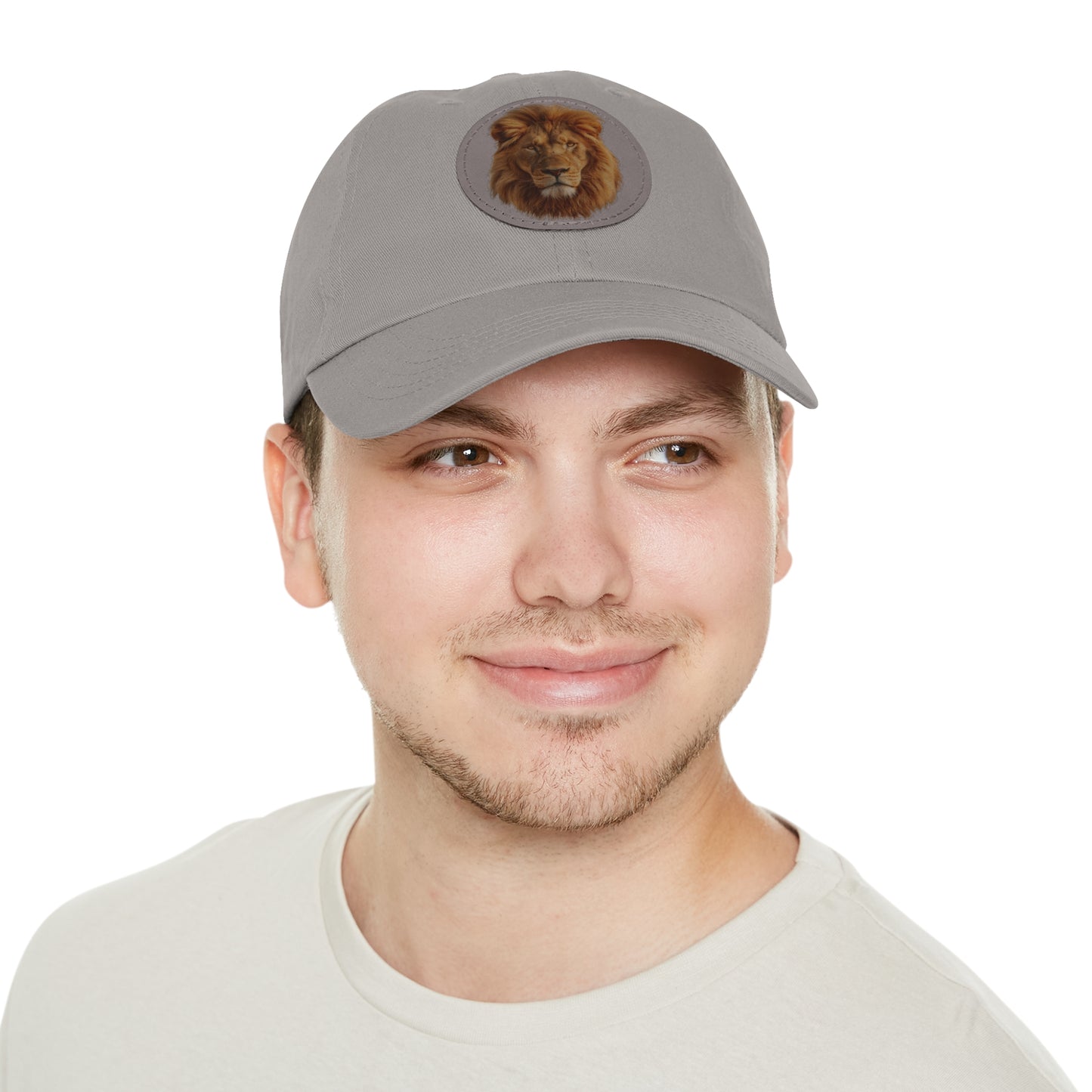 Lion Design Dad Hat with Leather Patch – Stylish Casual Hat for Animal Lovers