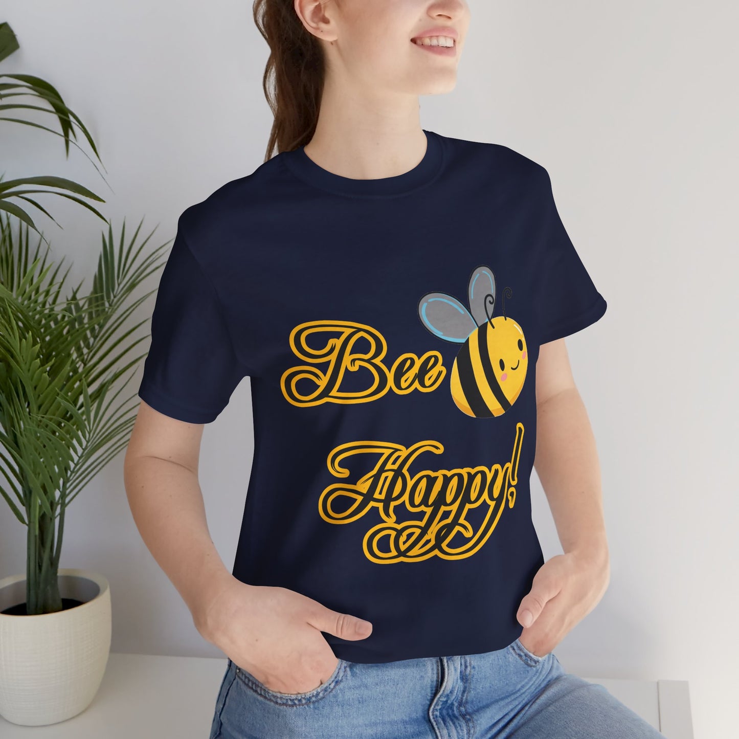 Bee Happy Unisex Jersey Tee - Cheerful Graphic T-Shirt for Positive Vibes