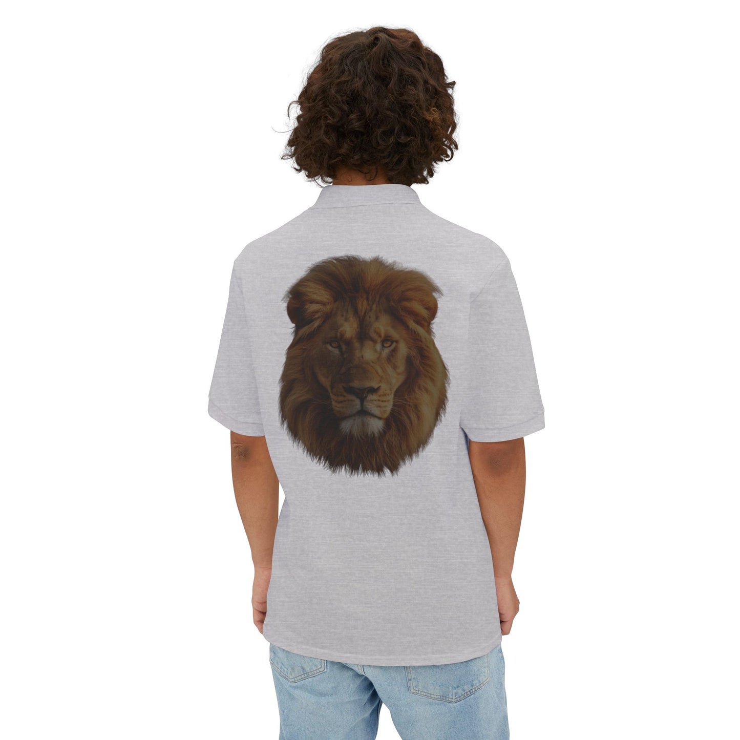 Men's Piqué Polo Striking Lion Design