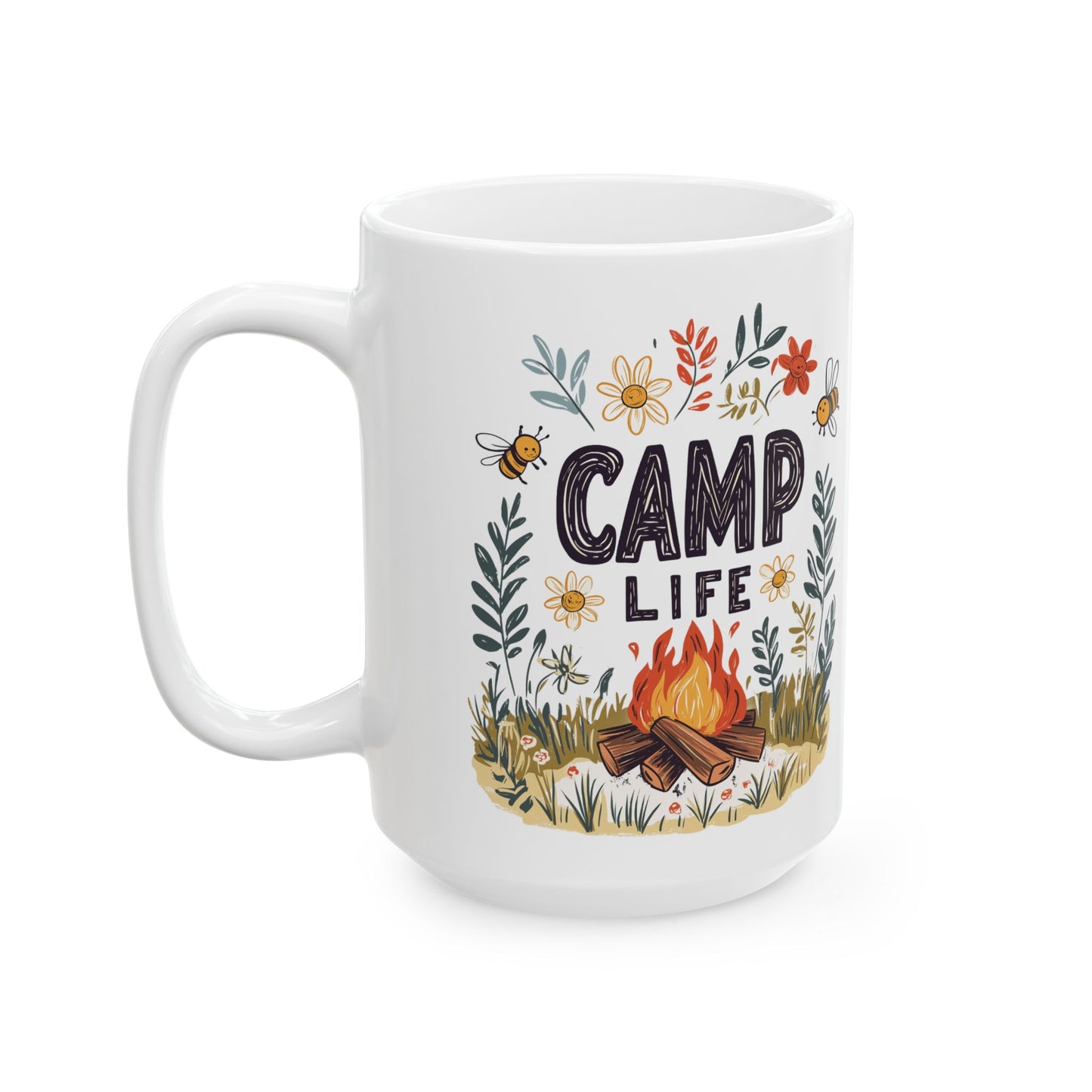 Camp Life Ceramic Mug - Nature-Inspired Coffee Cup for Outdoor Enthusiasts