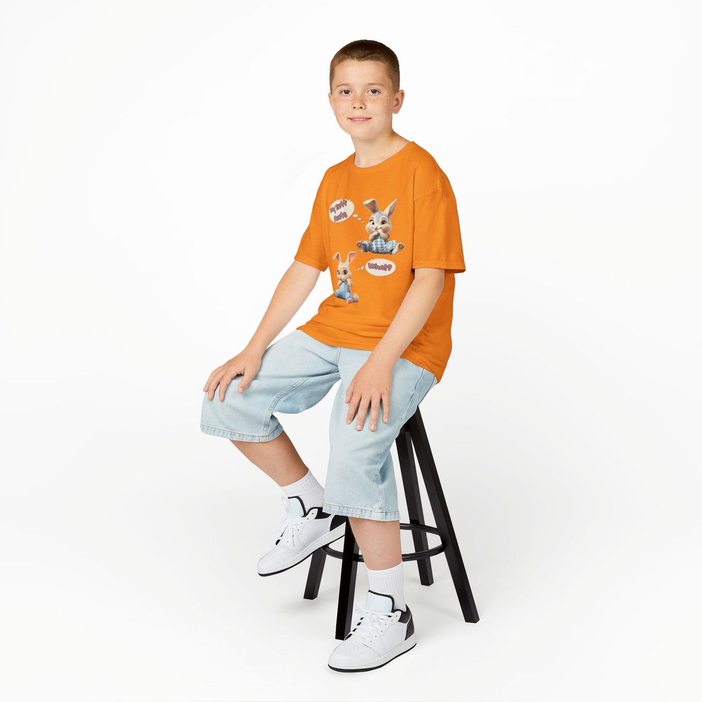 Cute Bunny Youth Heavy Cotton Tee - "My Butt Hurts" Graphic T-Shirt