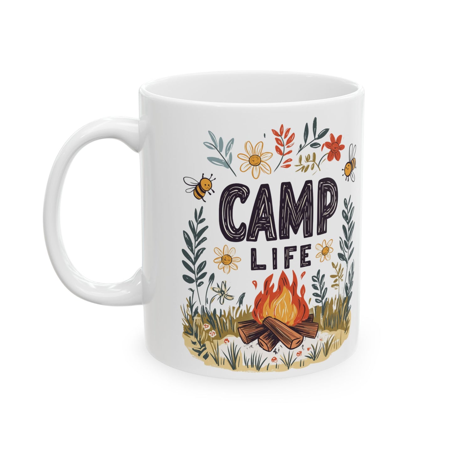 Camp Life Ceramic Mug - Nature-Inspired Coffee Cup for Outdoor Enthusiasts