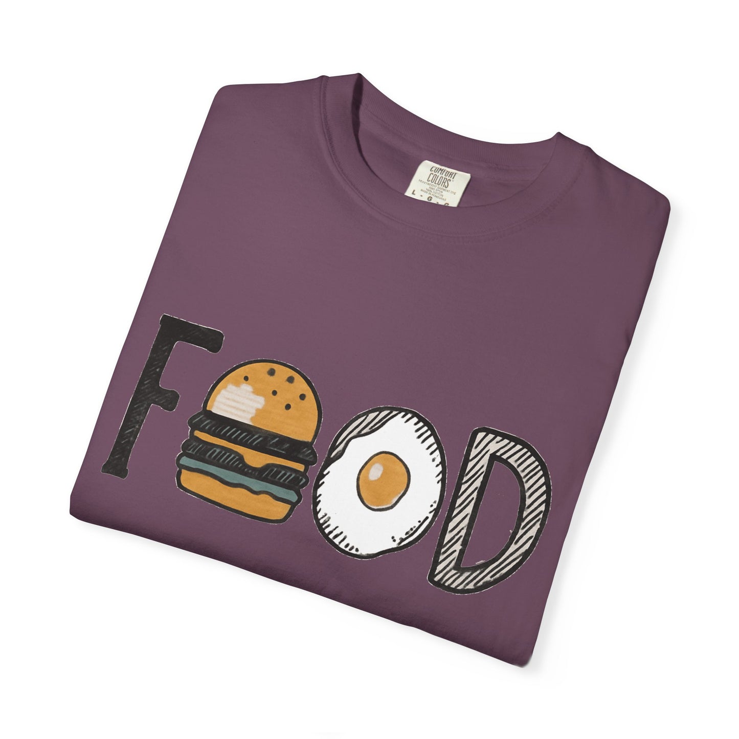 Food Unisex Garment-Dyed T-Shirt | Fun Burger & Egg Graphic