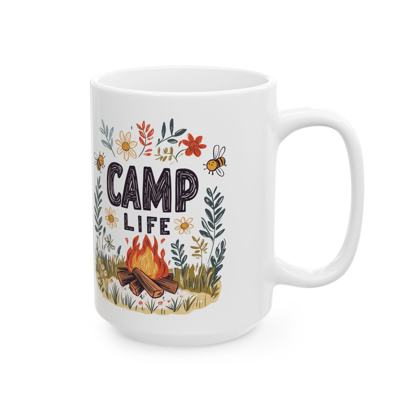 Camp Life Ceramic Mug - Nature-Inspired Coffee Cup for Outdoor Enthusiasts