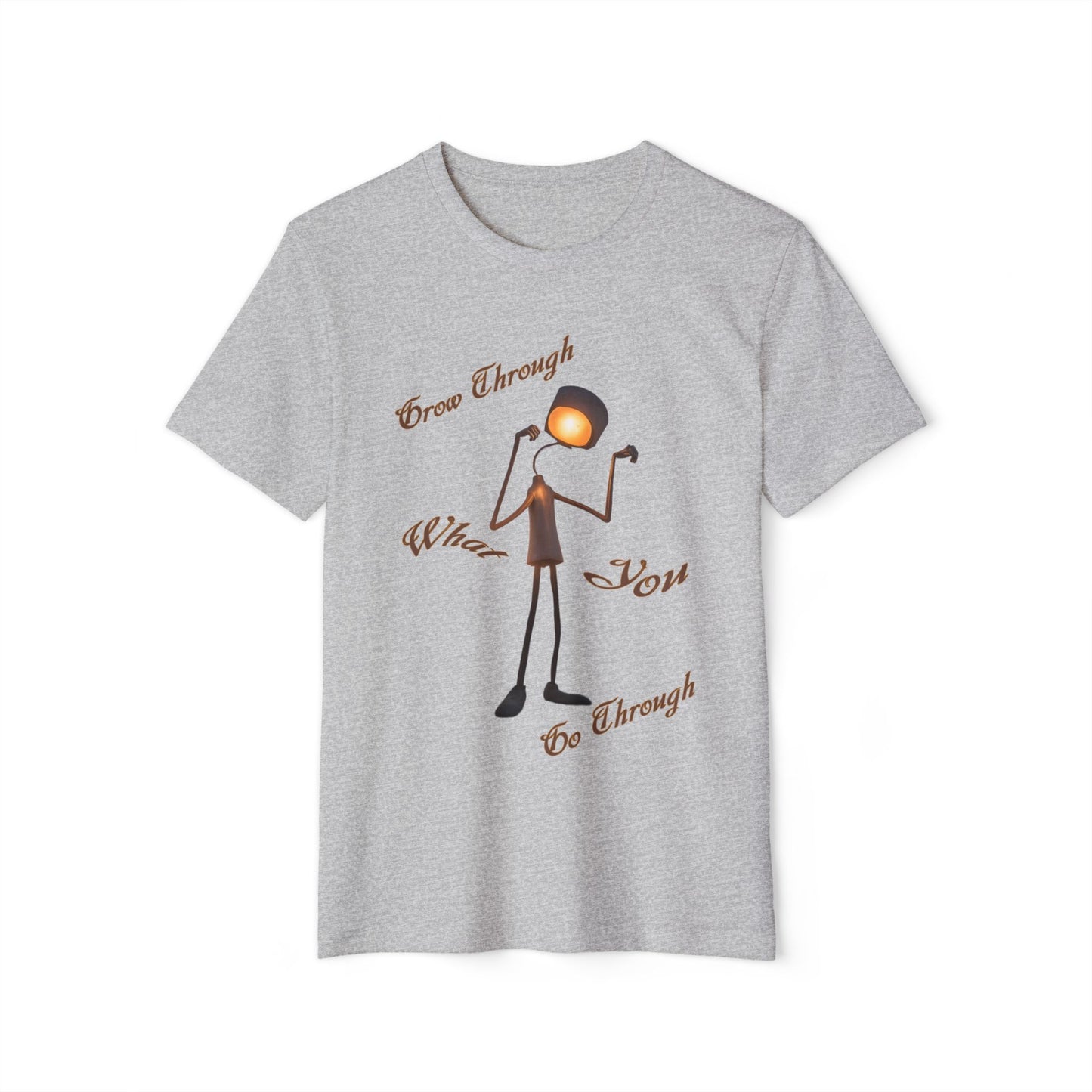 Victory Lamp Unisex Recycled Organic T-Shirt - Eco-Friendly Tee - Grow Through What You Go Through text design