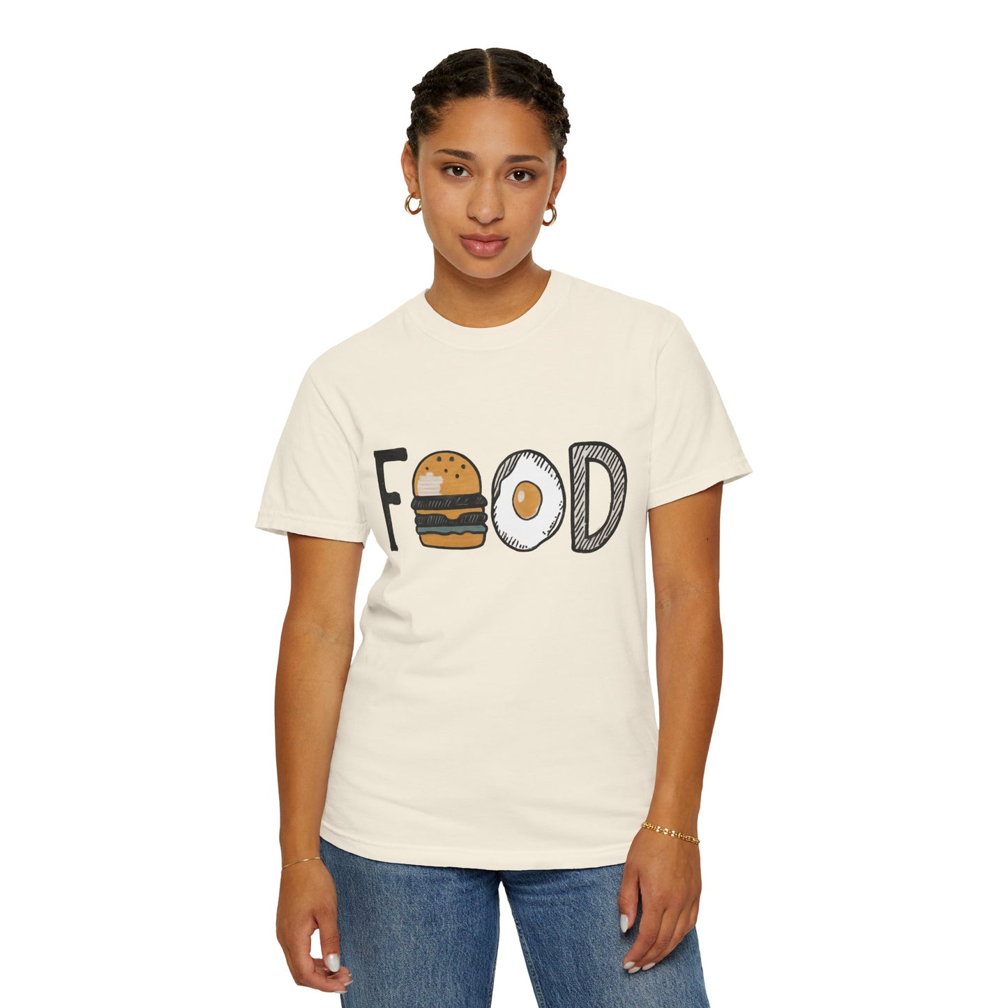 Food Unisex Garment-Dyed T-Shirt | Fun Burger & Egg Graphic
