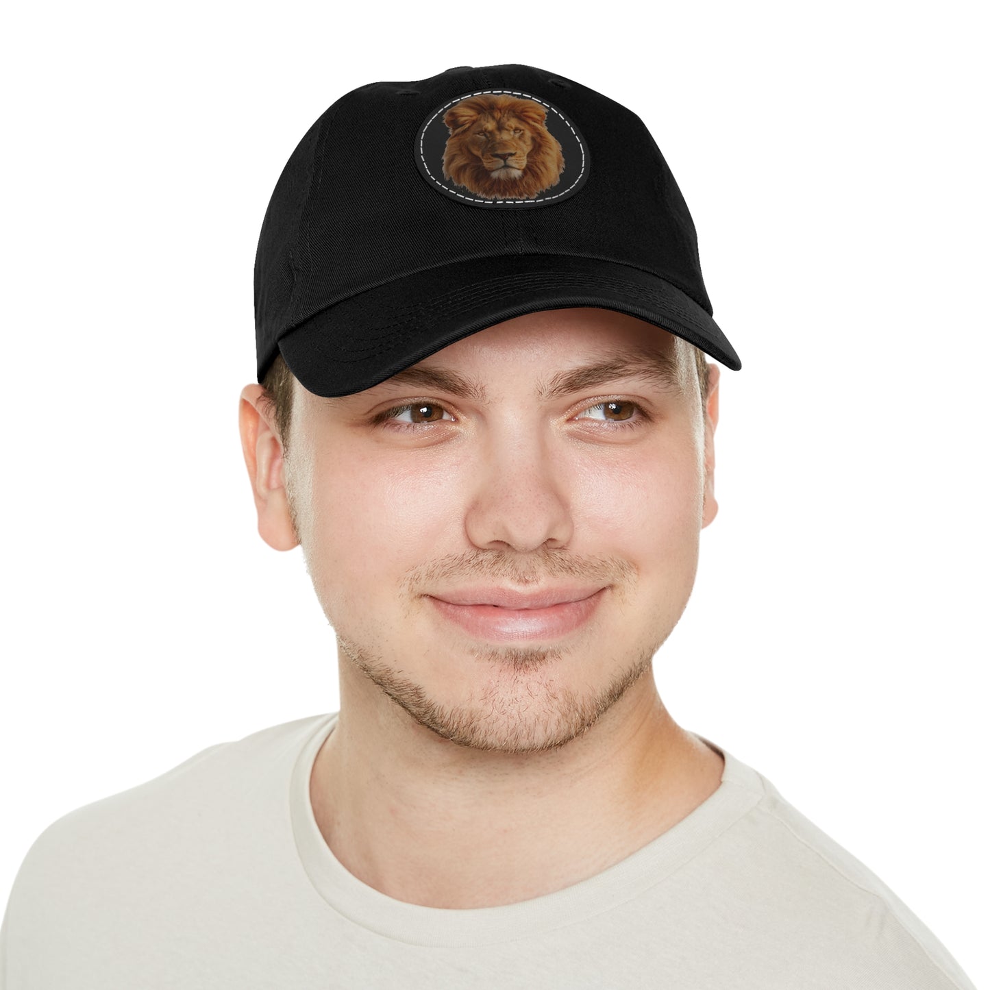 Lion Design Dad Hat with Leather Patch – Stylish Casual Hat for Animal Lovers