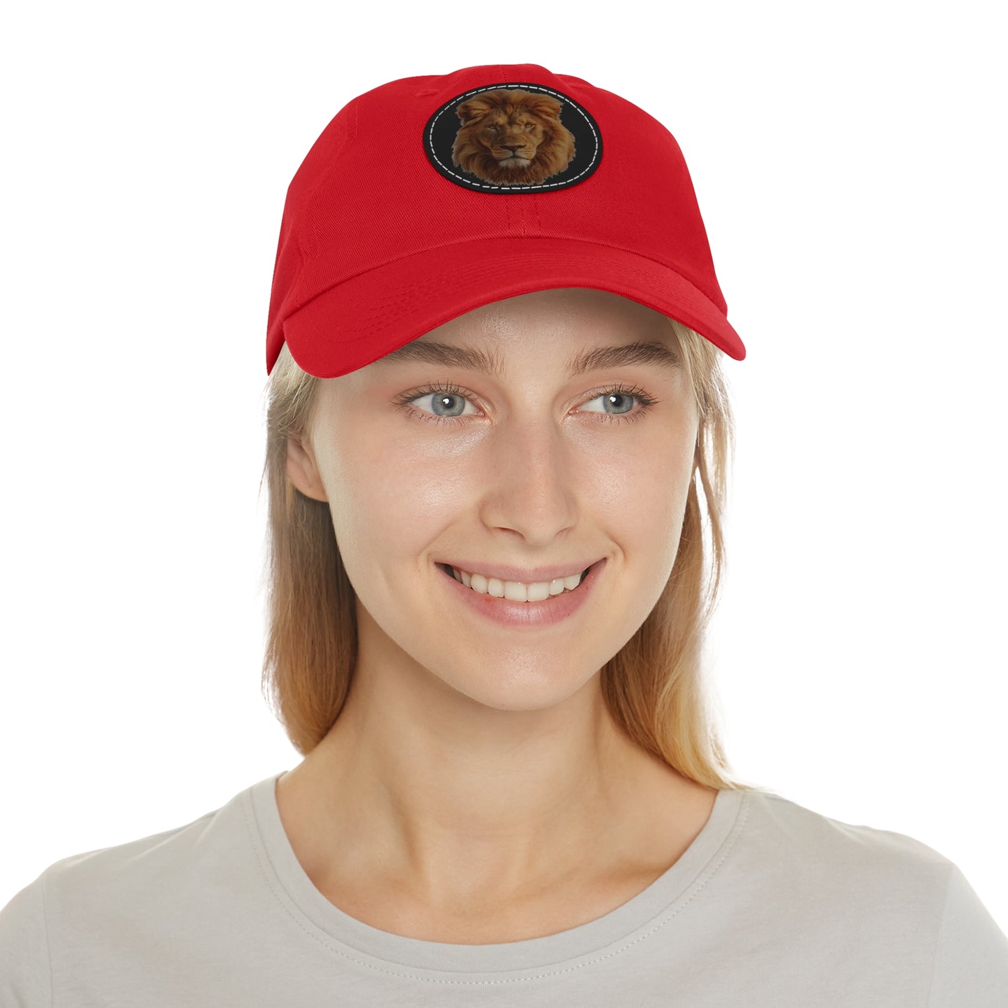 Lion Design Dad Hat with Leather Patch – Stylish Casual Hat for Animal Lovers