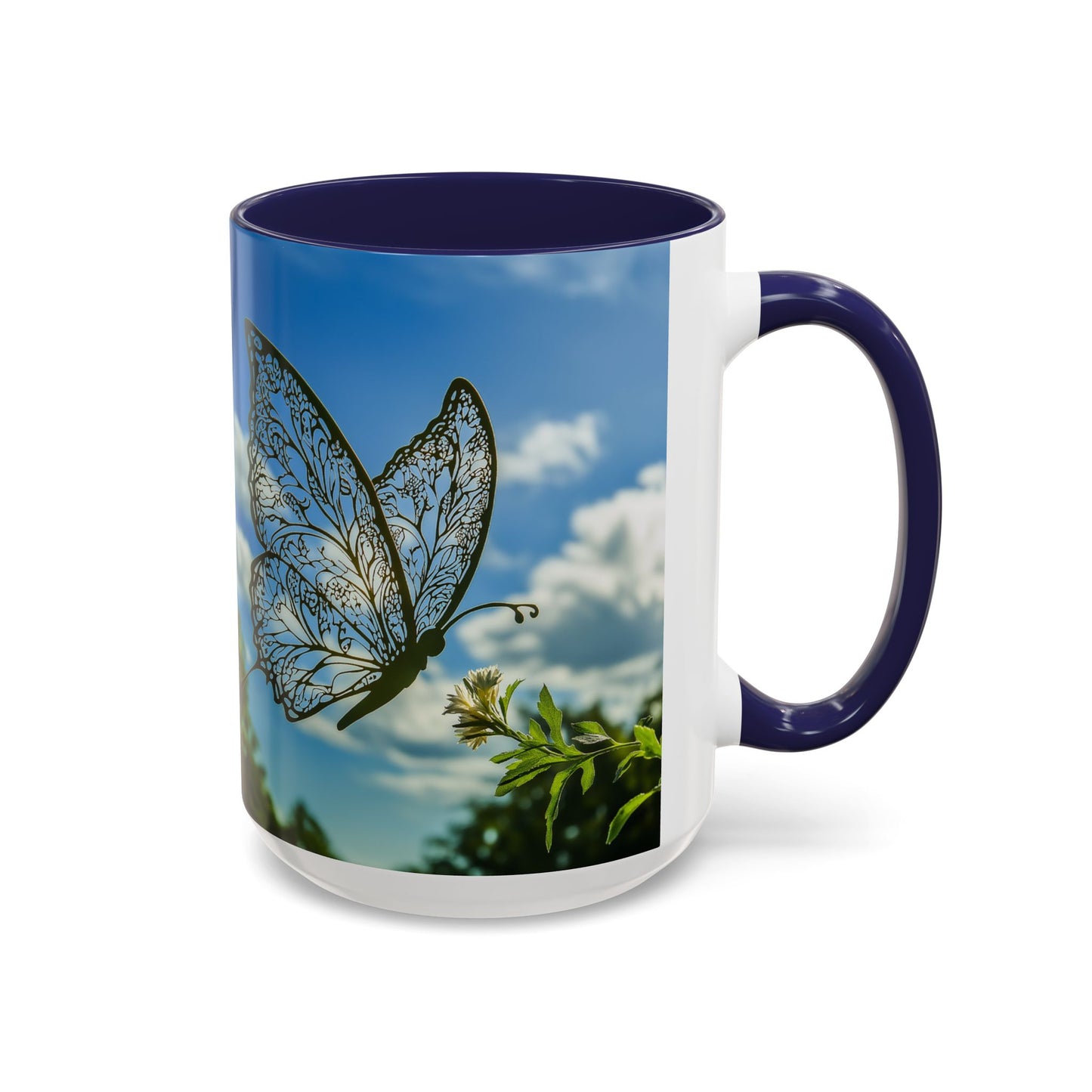Accent Butterfly Coffee Mug, (11oz, 15oz) - Ceramic Mug