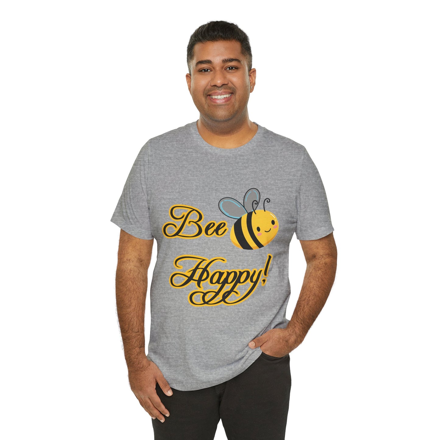 Bee Happy Unisex Jersey Tee - Cheerful Graphic T-Shirt for Positive Vibes
